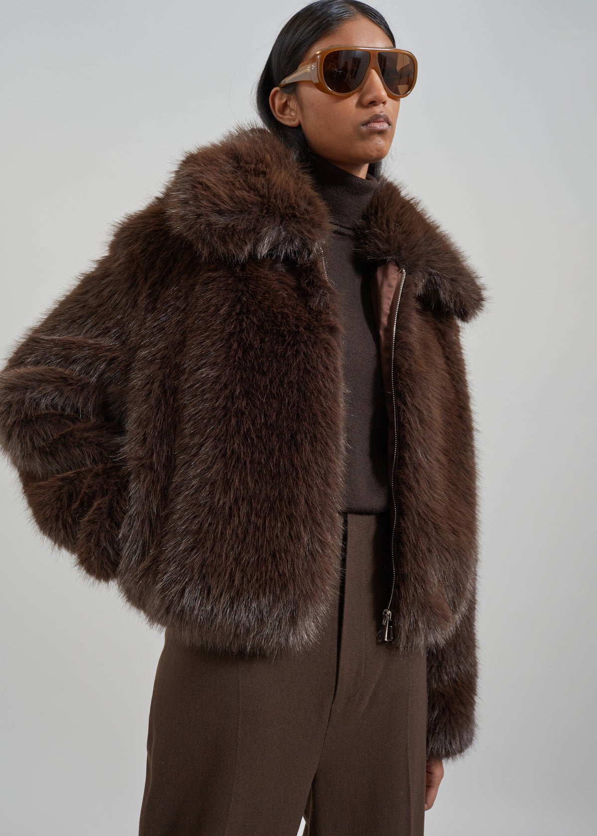 Hope Faux Fur Jacket - Brown – view 6 of 8