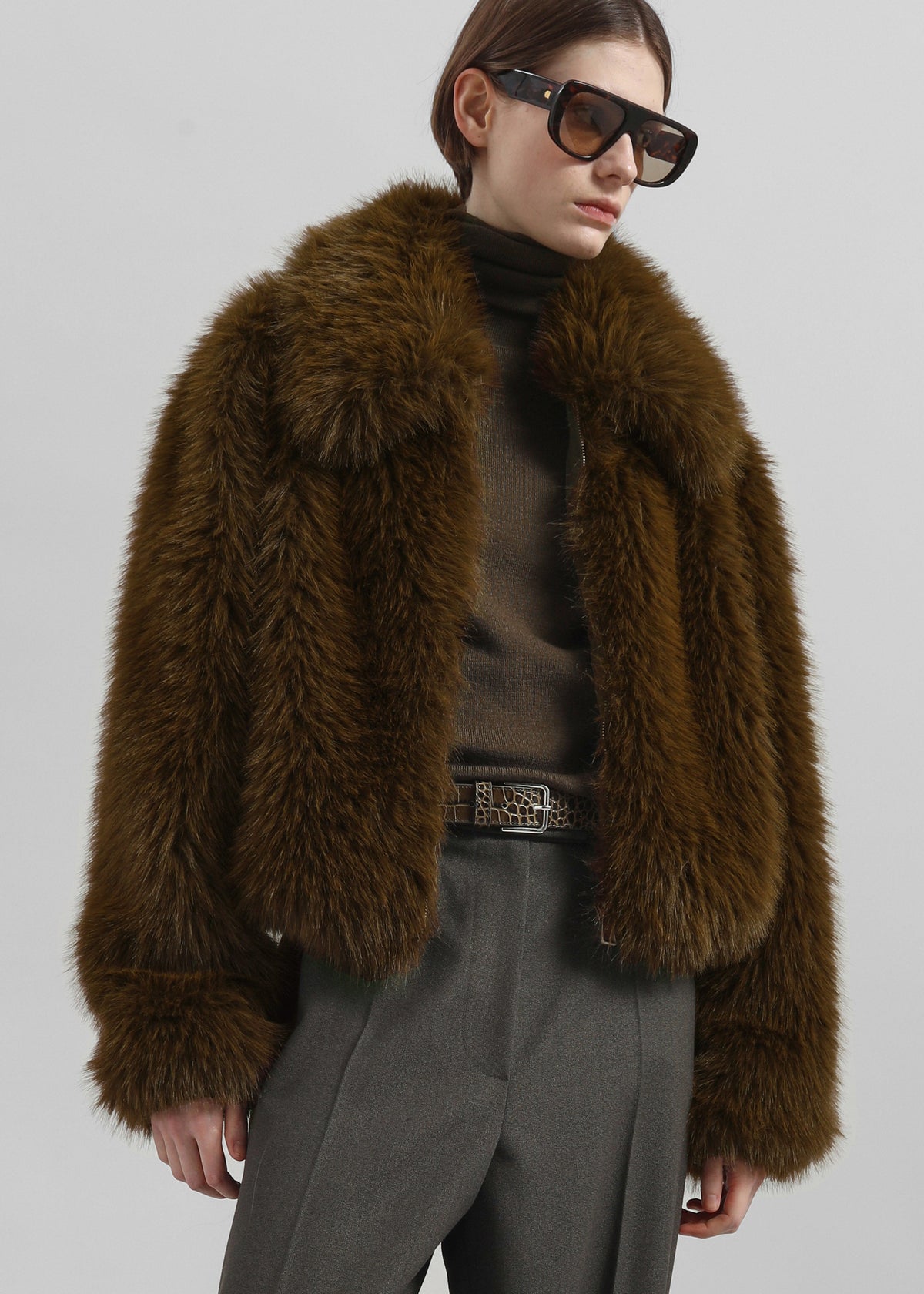 Hope Faux Fur Jacket - Moss Green – view 5 of 6