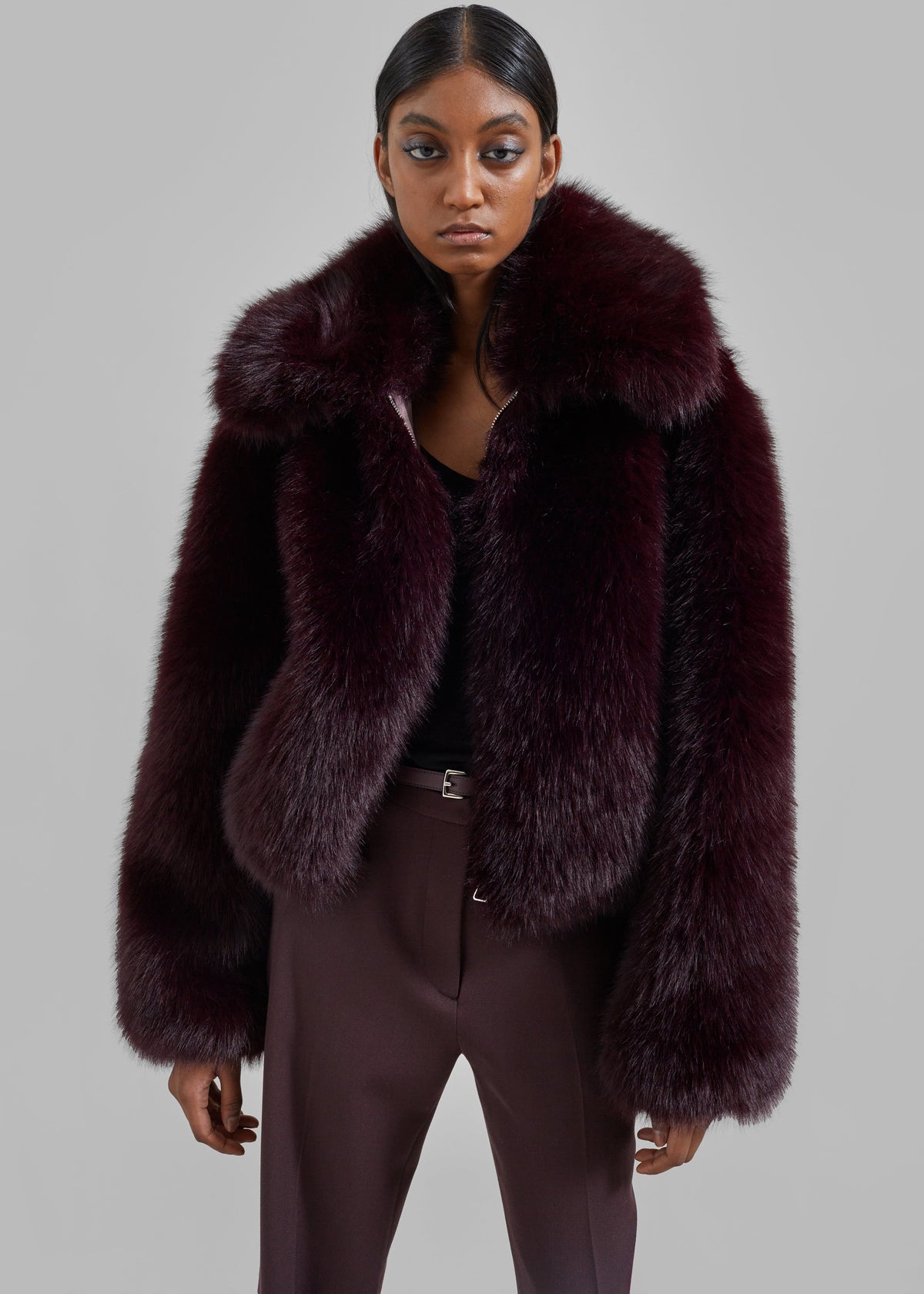 Hope Faux Fur Jacket - Dark Plum – view 7 of 9