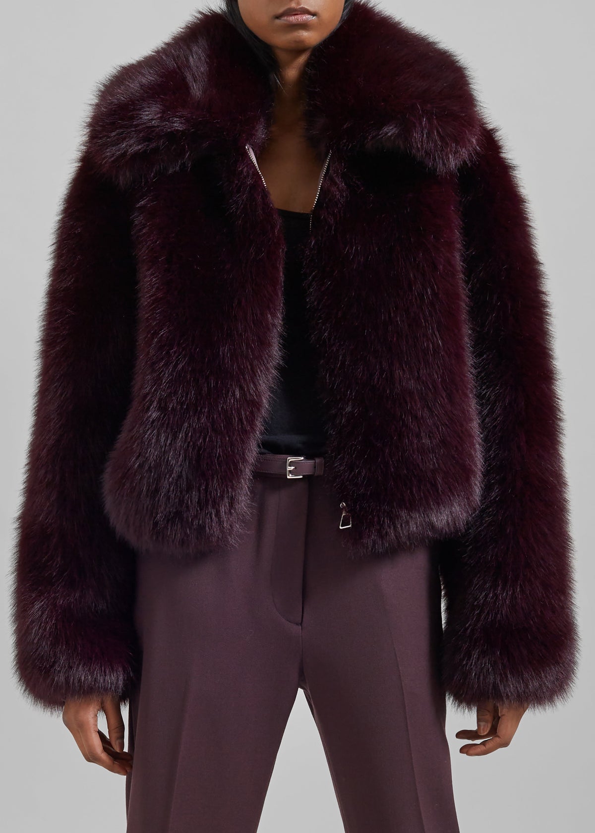 Hope Faux Fur Jacket - Dark Plum – view 3 of 9