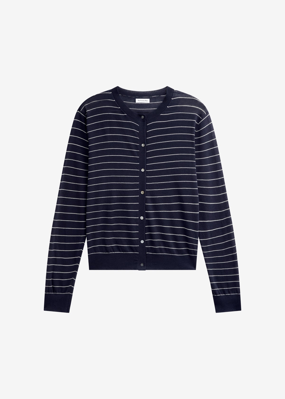 Hossegor Fine Knit Cardigan - Navy/White Stripe – view 7 of 7