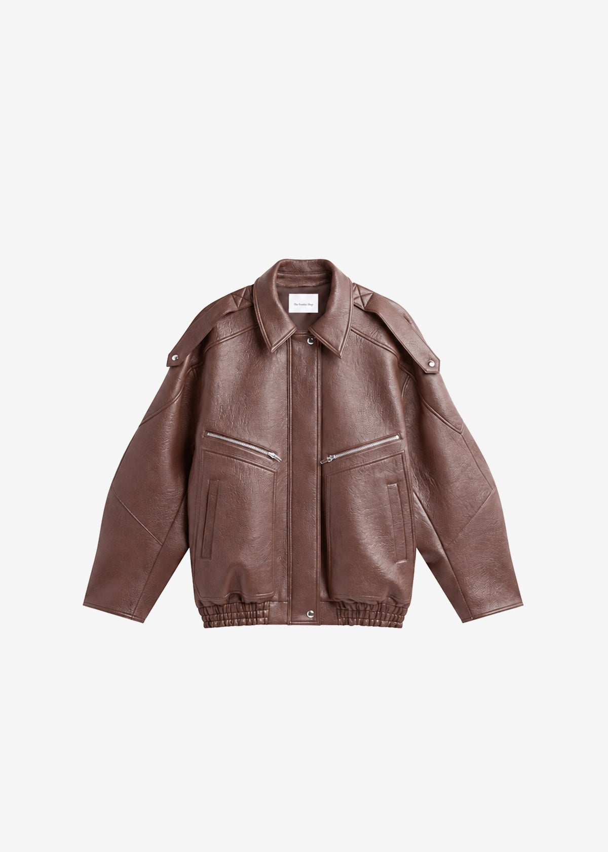 Hudson Faux Leather Bomber Jacket - Brown – view 7 of 7
