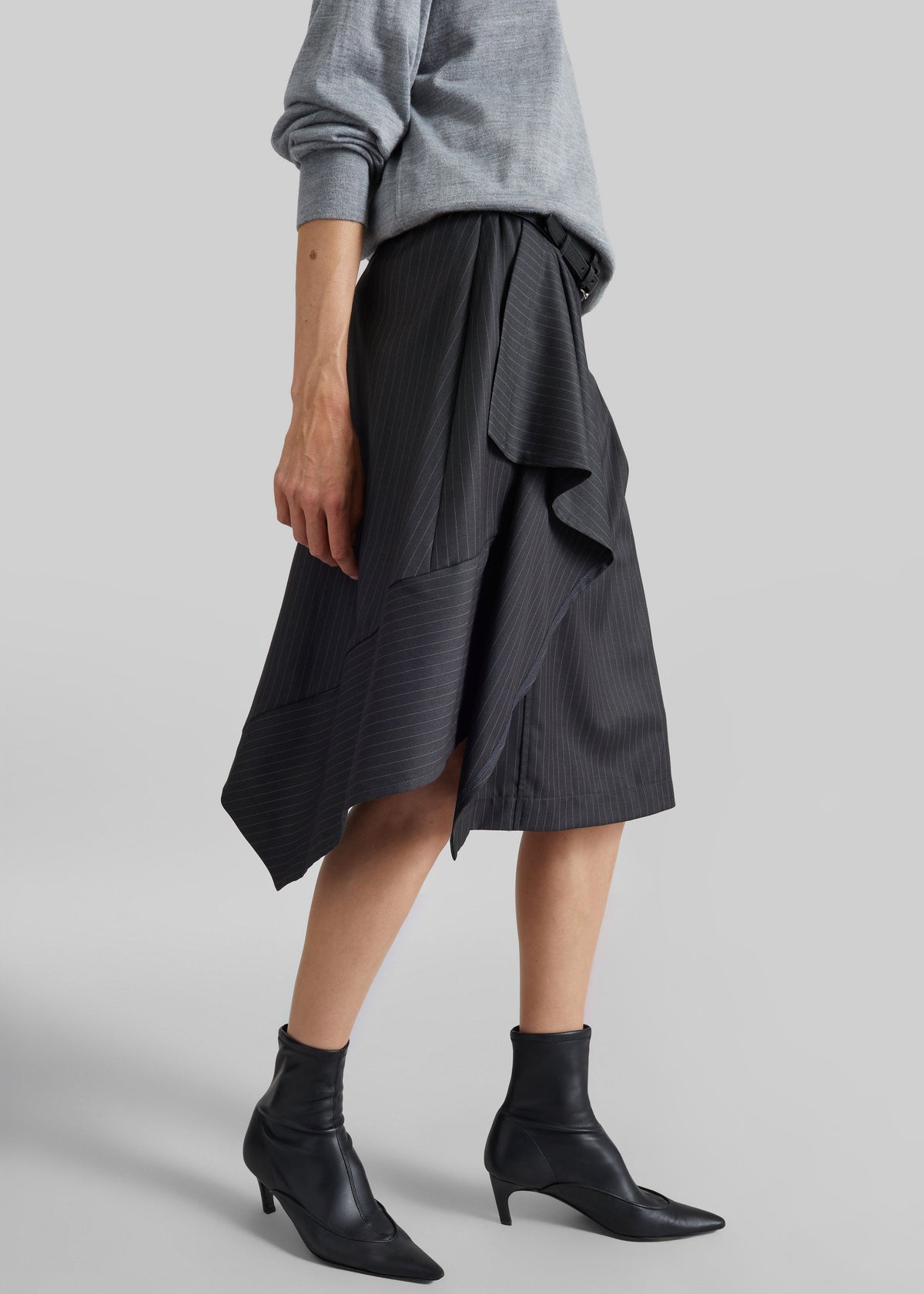 Iena Asymmetric Skirt - Charcoal Pinstripe – view 1 of 8