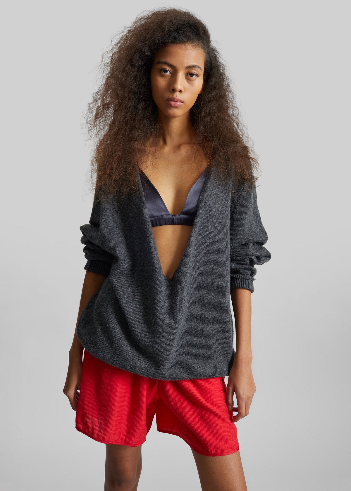 Issy Deep V-Neck Pullover - Dark Grey – view 6 of 8