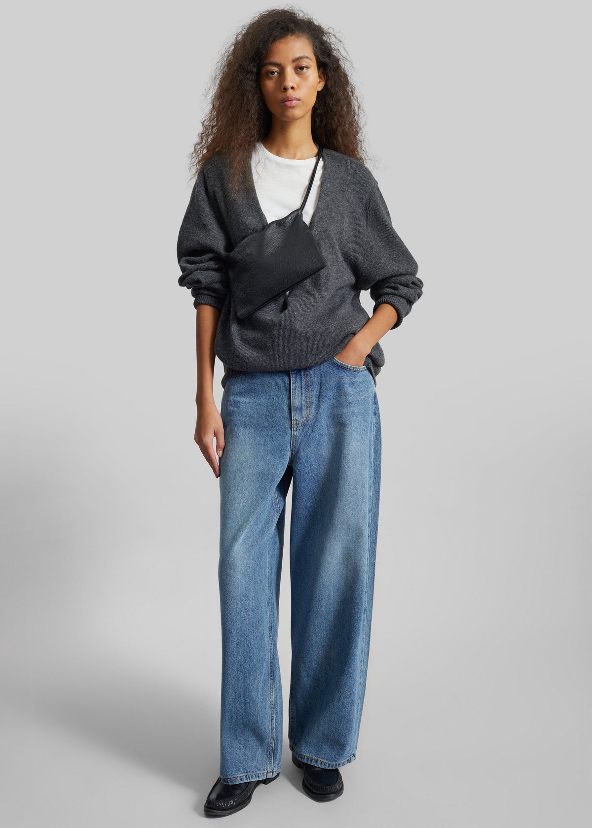 Issy Deep V-Neck Pullover - Dark Grey – view 1 of 8