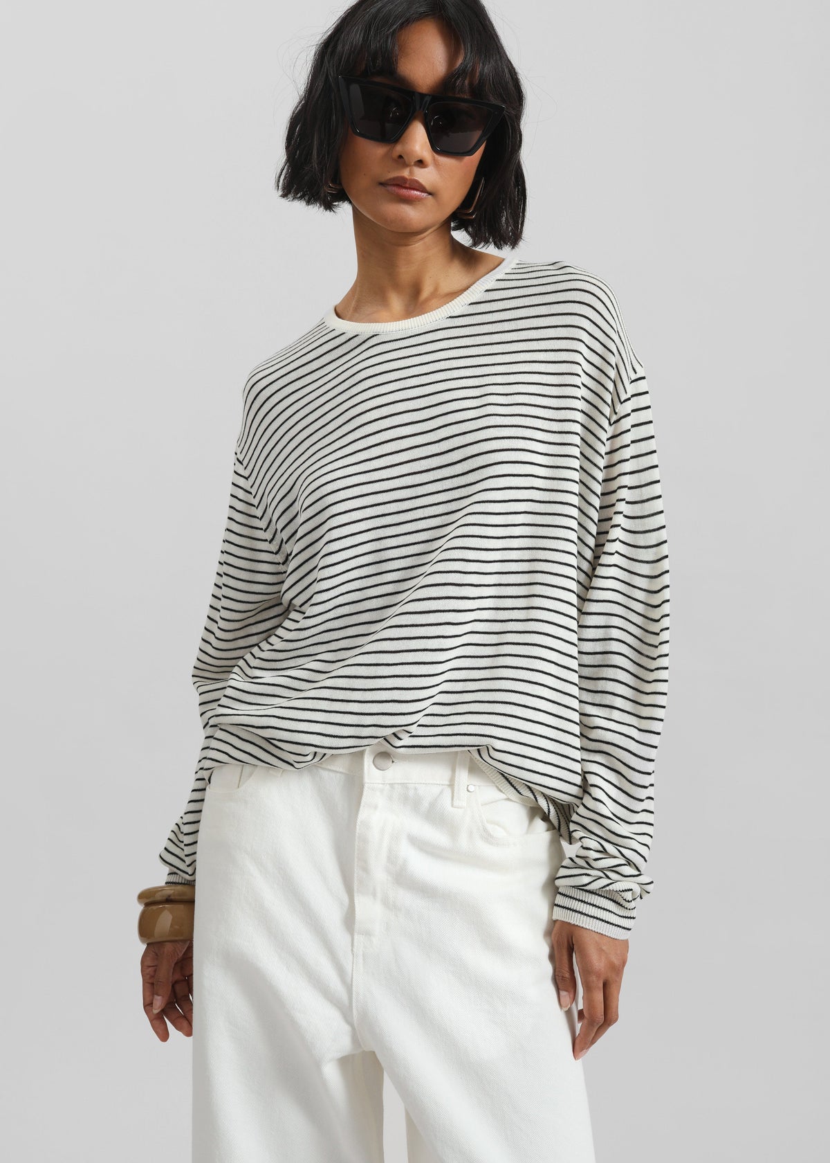 Iven Knit Pullover - White/Black Stripe – view 2 of 9