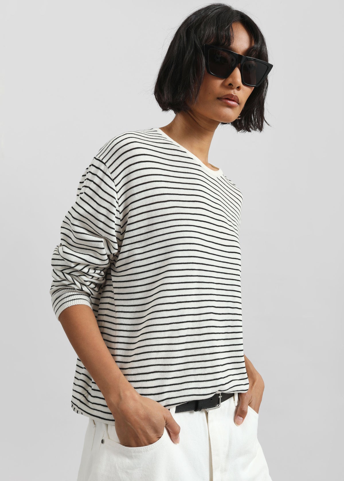 Iven Knit Pullover - White/Black Stripe – view 5 of 9
