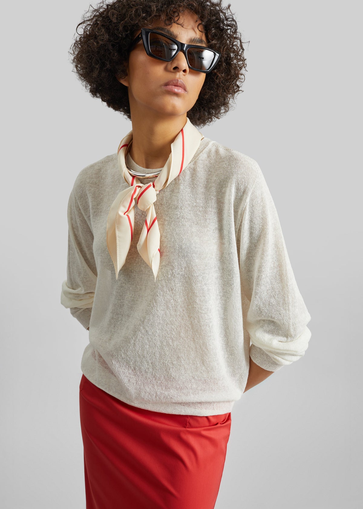 Ivrea Sheer Knit Top - Ivory – view 1 of 13