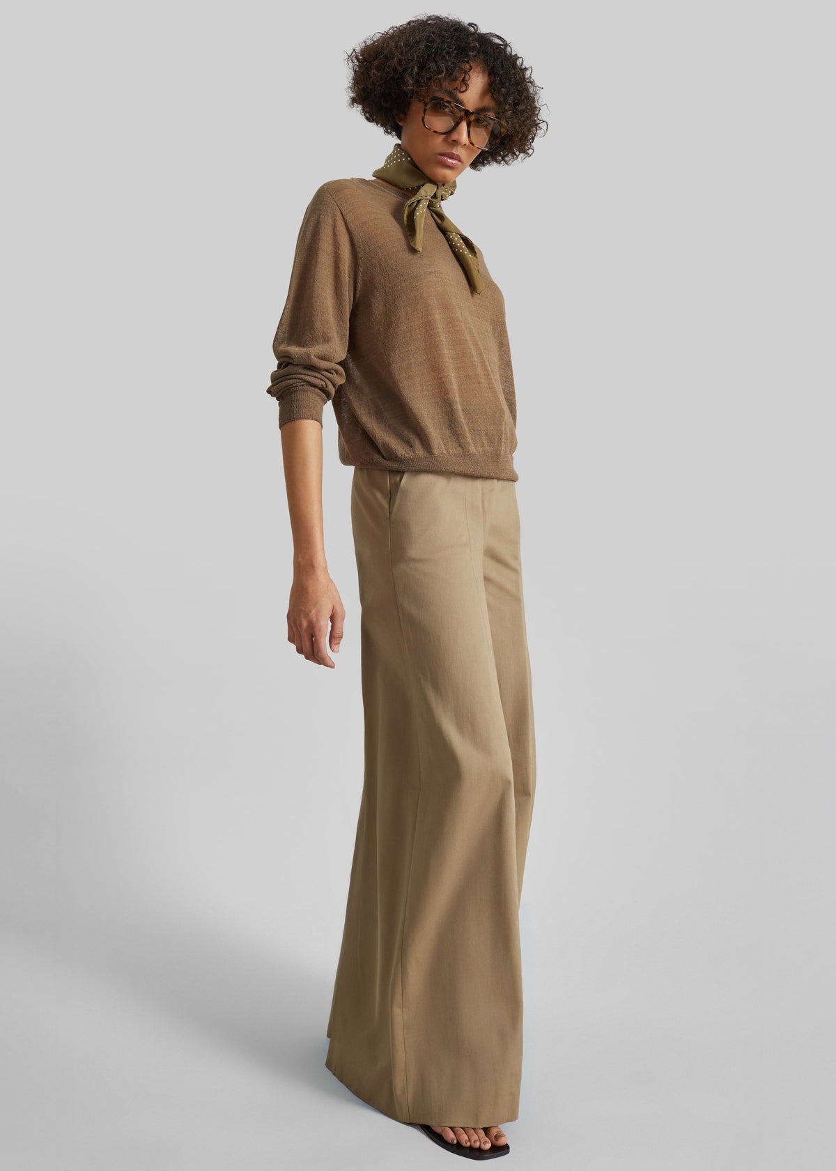 Ivrea Sheer Knit Top - Olive Brown – view 7 of 8
