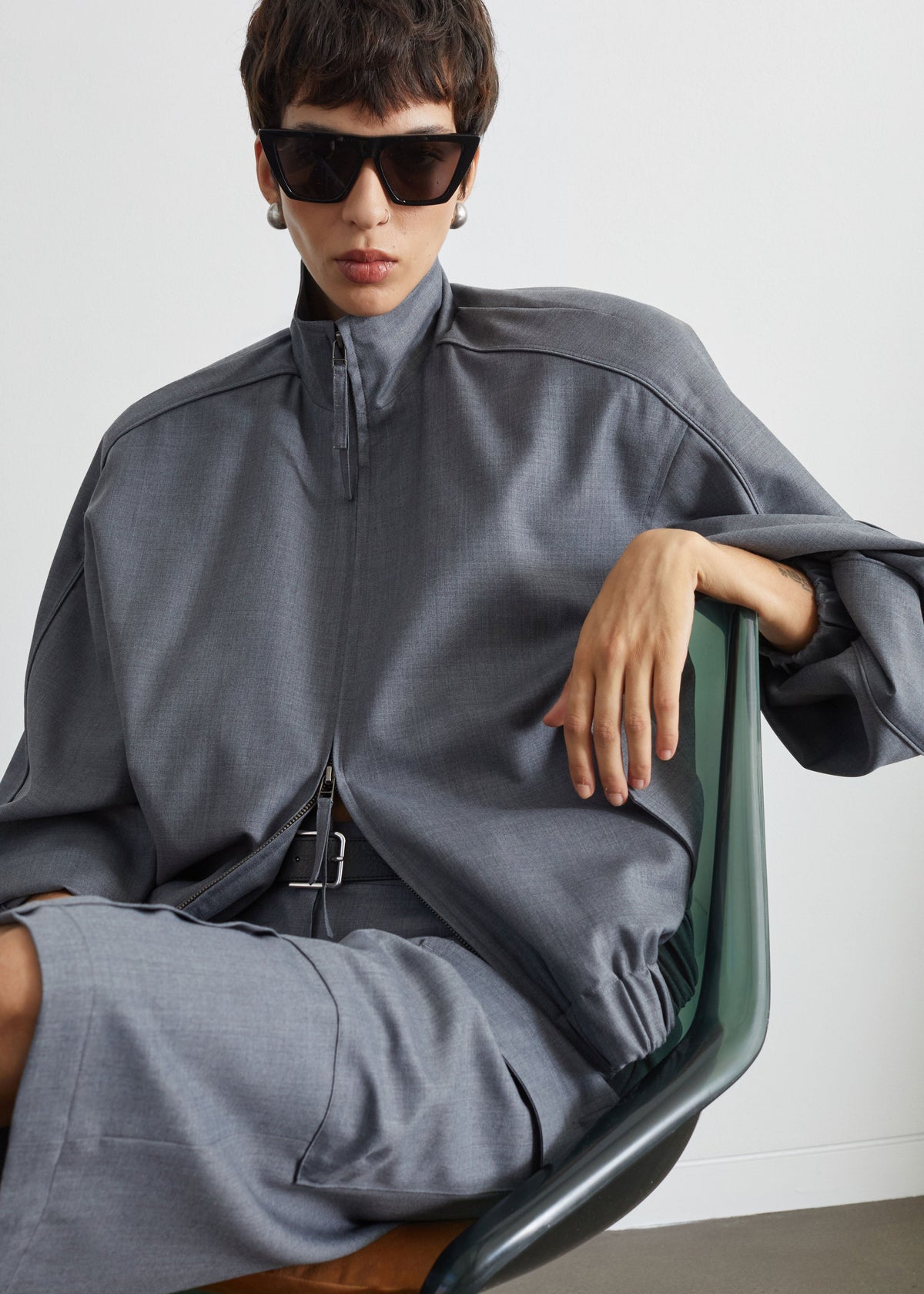 Jalen High Neck Jacket - Grey Melange – view 7 of 9