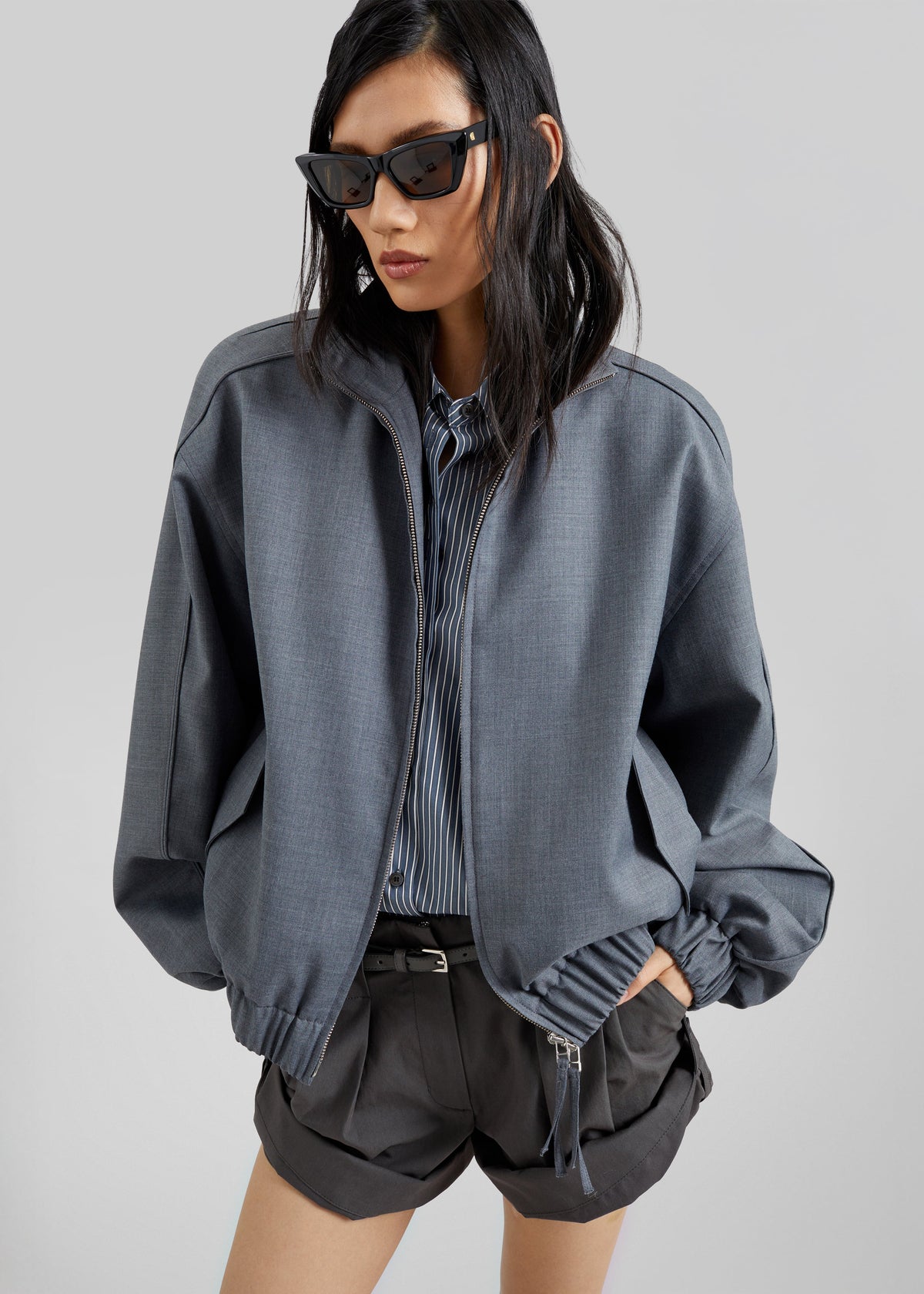 Jalen High Neck Jacket - Grey Melange – view 1 of 9