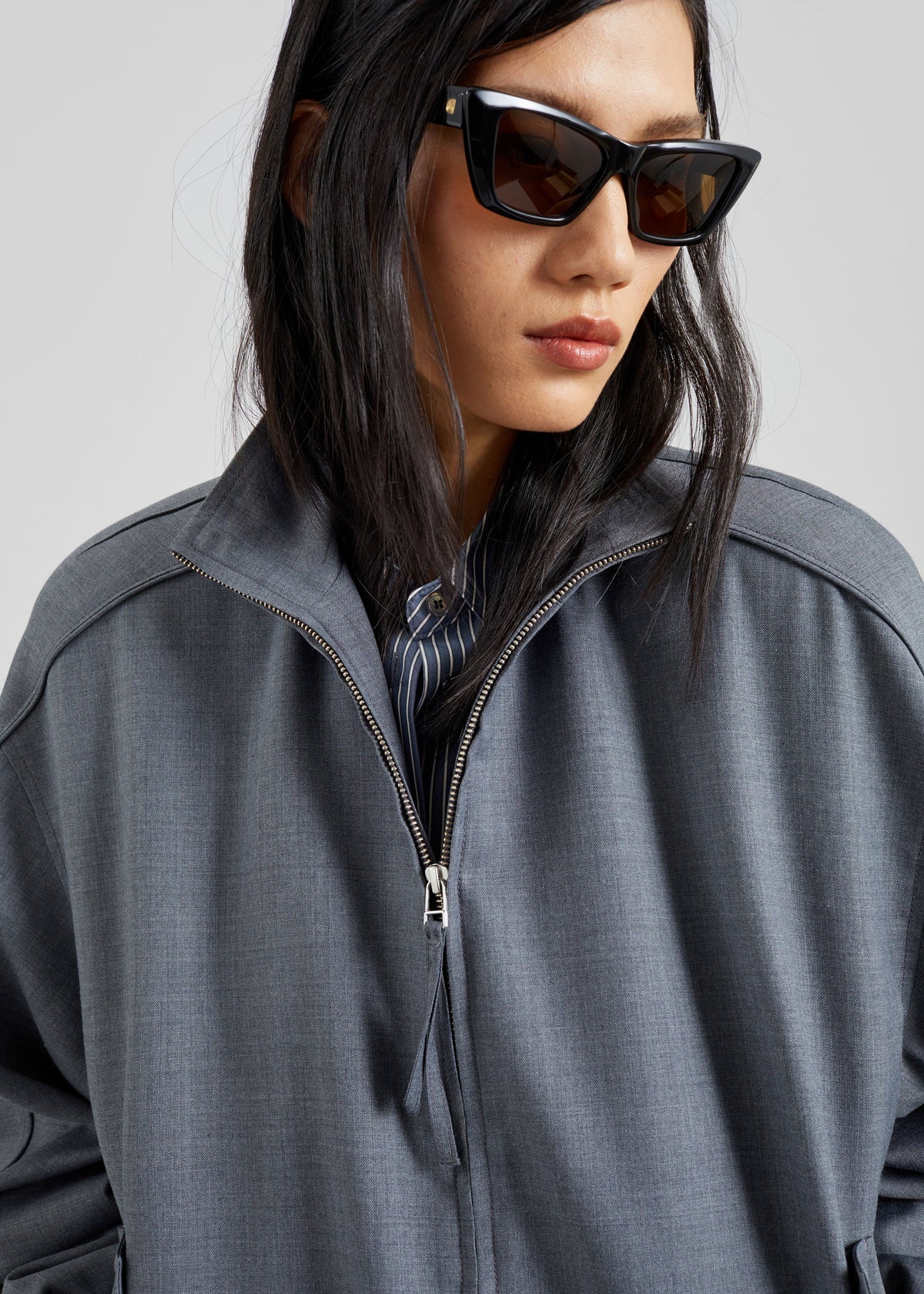 Jalen High Neck Jacket - Grey Melange – view 3 of 9