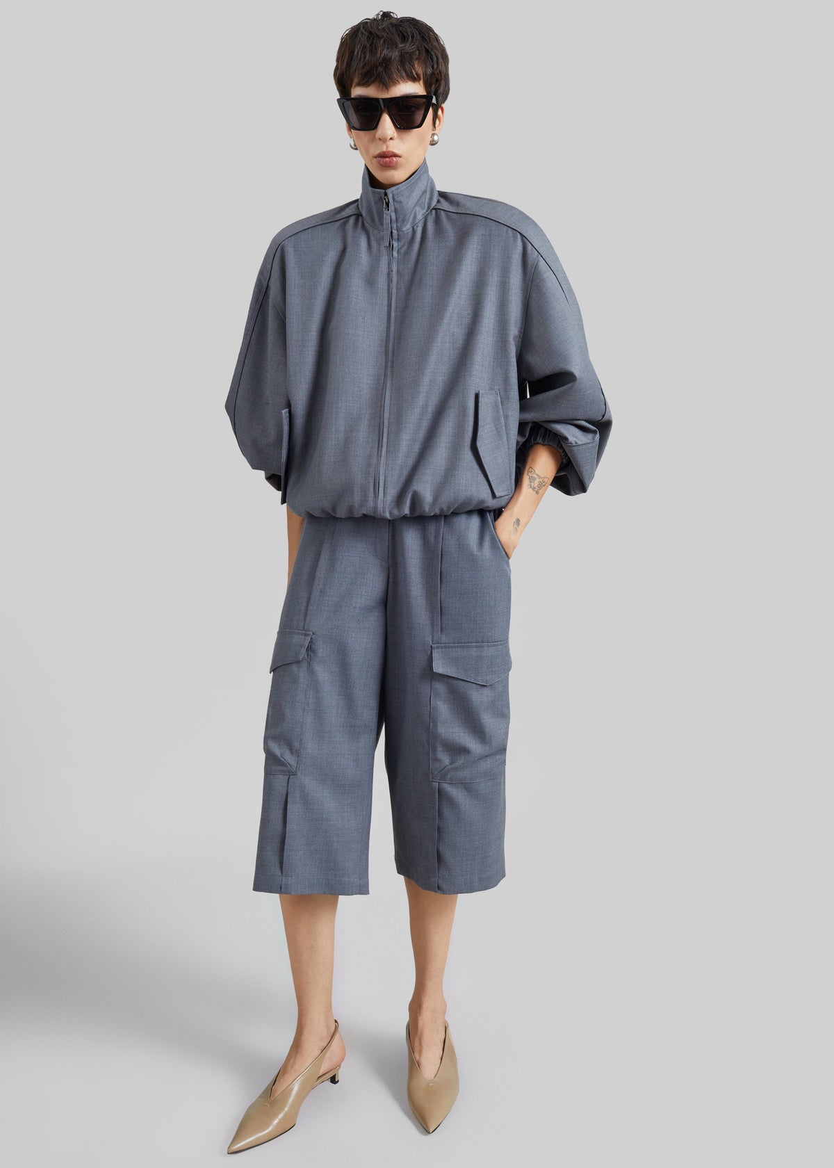 Jalen High Neck Jacket - Grey Melange – view 2 of 9