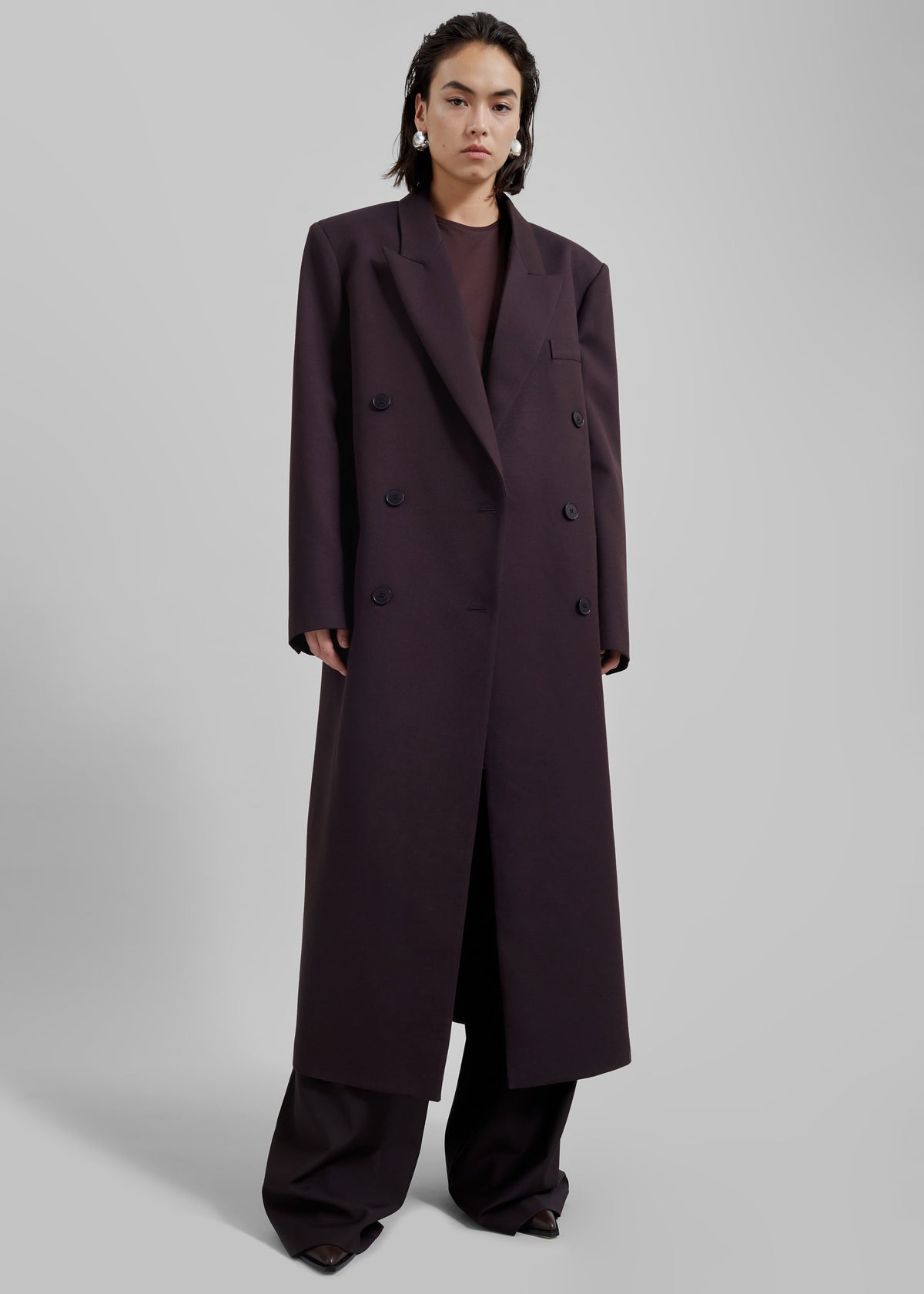 Jane Long Coat - Dark Plum – view 2 of 10