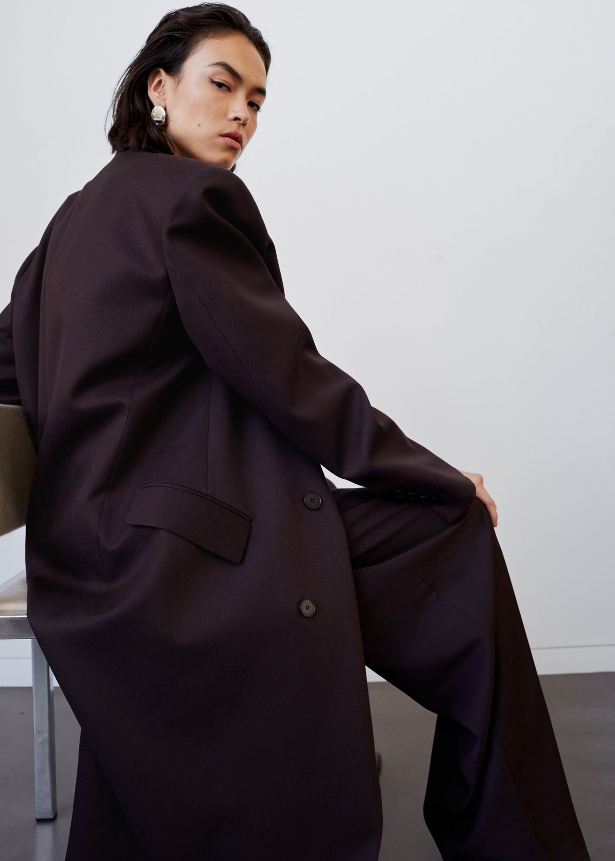 Jane Long Coat - Dark Plum – view 9 of 10