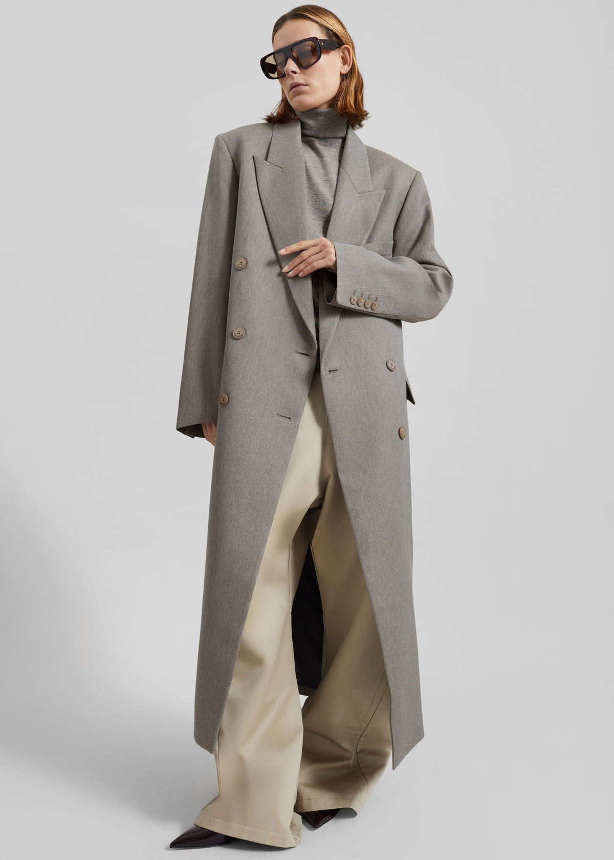 Jane Long Coat - Taupe Melange – view 5 of 10