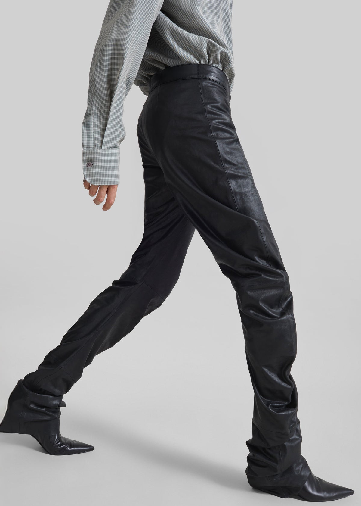 Jessa Leather Ruched Pants - Black – view 2 of 10