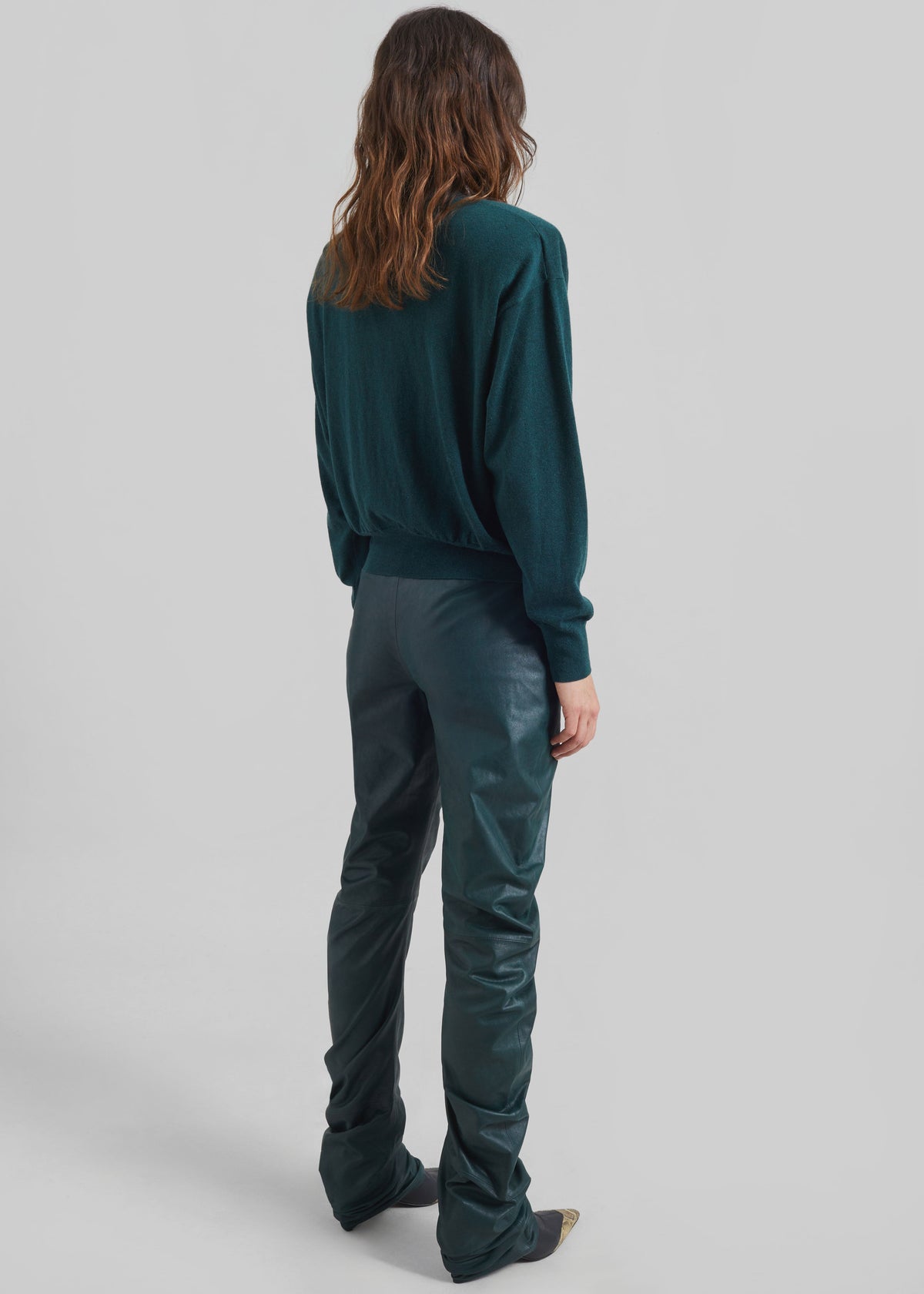 Jessa Leather Ruched Pants - Bottle Green – view 8 of 9