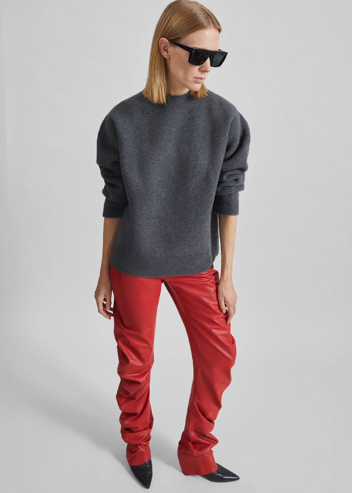 Jessa Leather Ruched Pants - Red – view 4 of 6