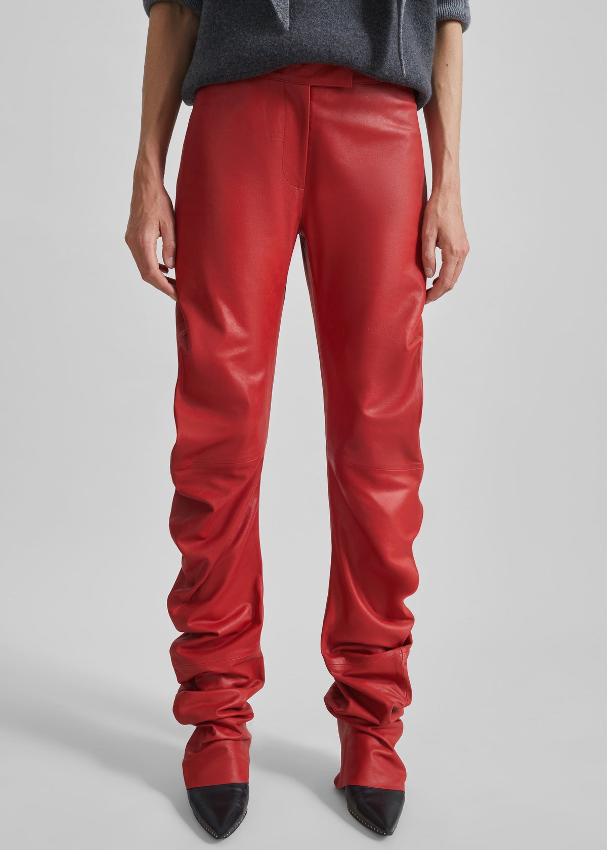 Jessa Leather Ruched Pants - Red – view 2 of 6