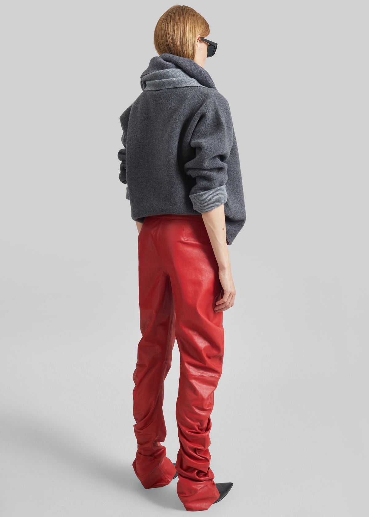 Jessa Leather Ruched Pants - Red – view 5 of 6