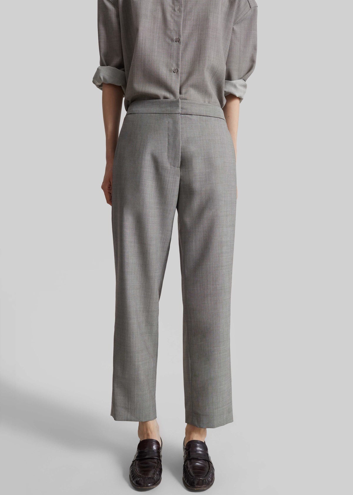 Jet Wool Slim Tailored Trousers - Light Taupe Melange – view 4 of 8
