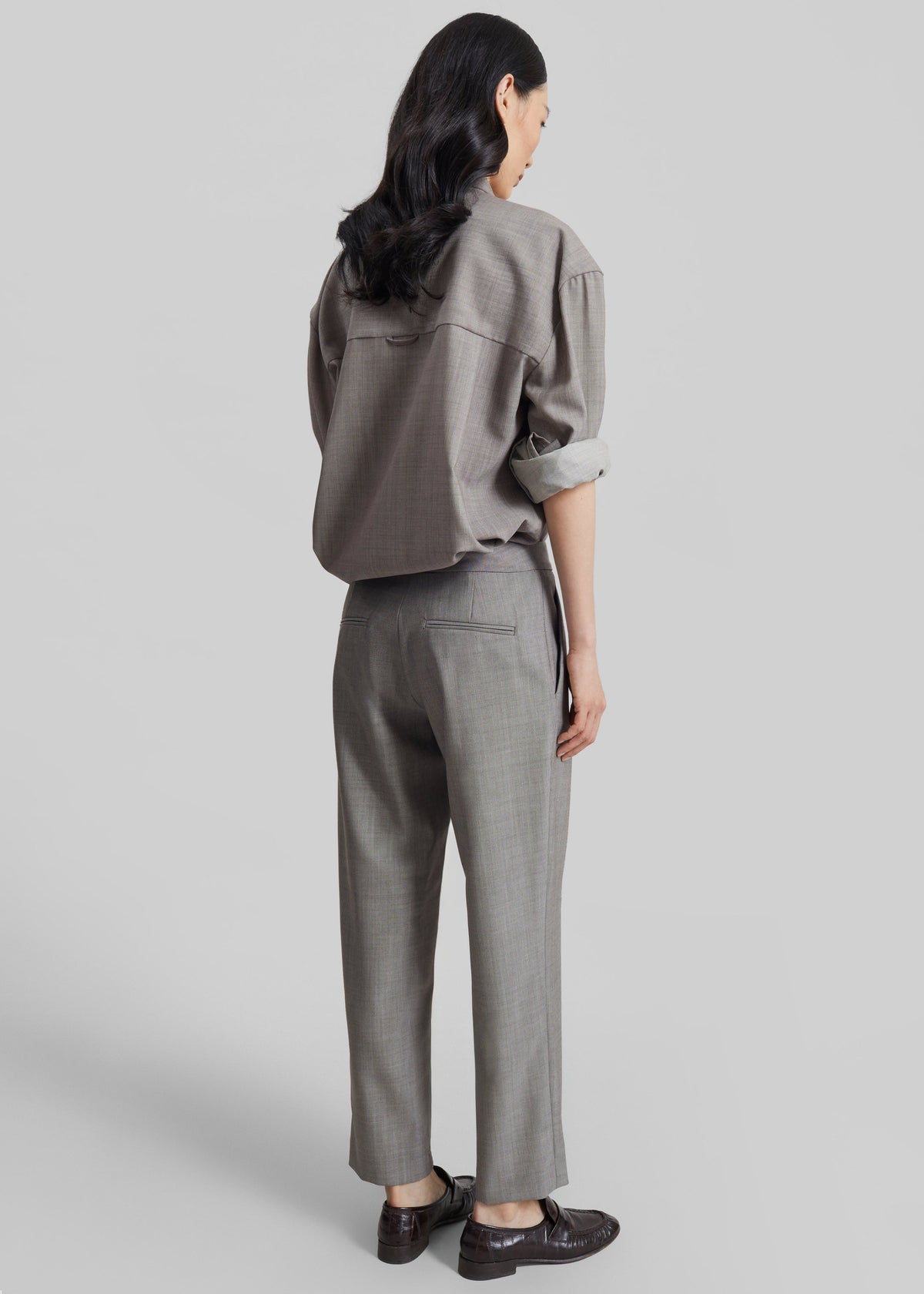 Jet Wool Slim Tailored Trousers - Light Taupe Melange – view 7 of 8