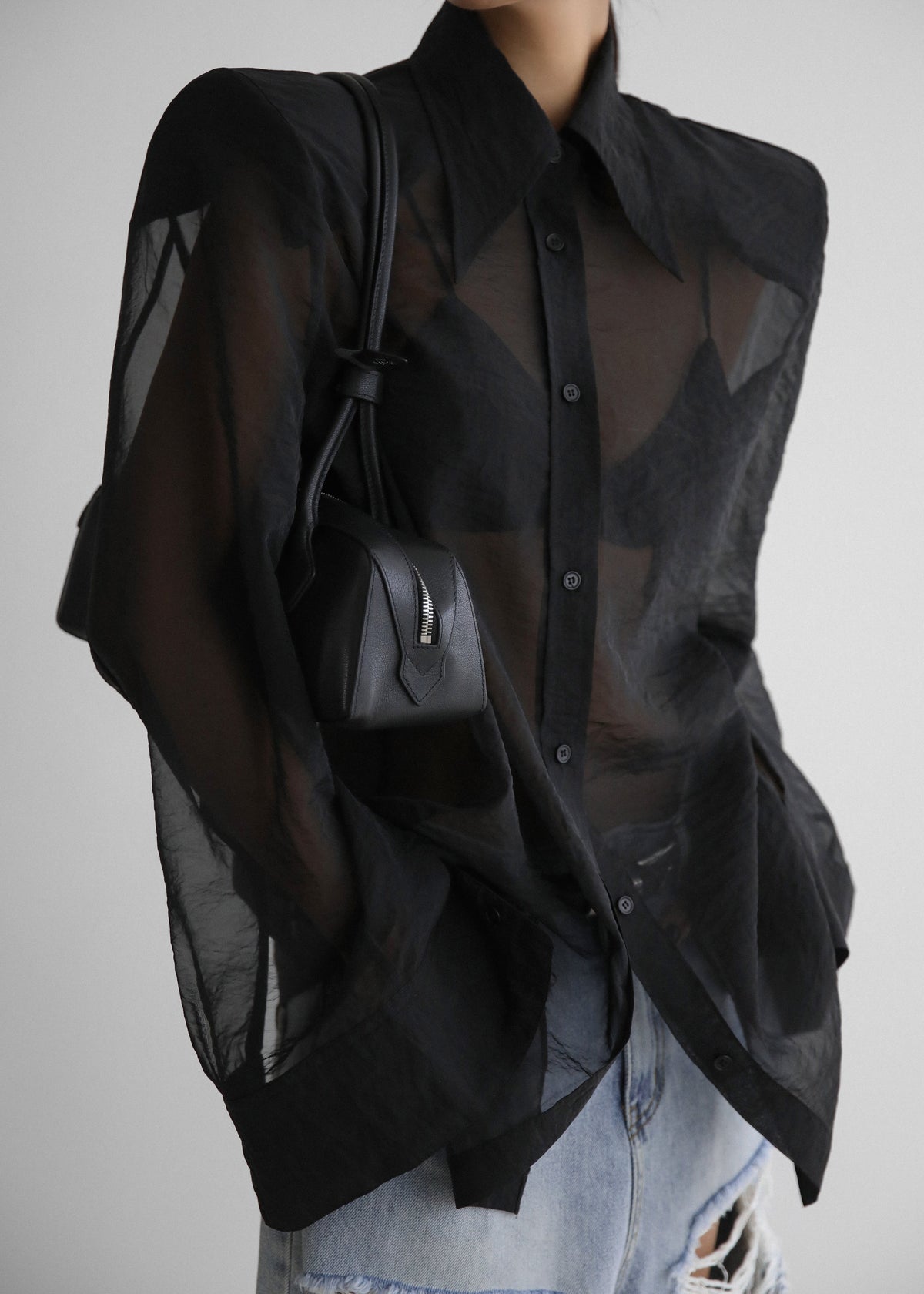 Jolene Semi Sheer Shirt - Black – view 7 of 13