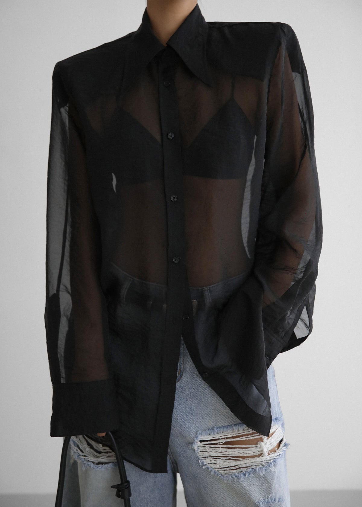 Jolene Semi Sheer Shirt - Black – view 1 of 13