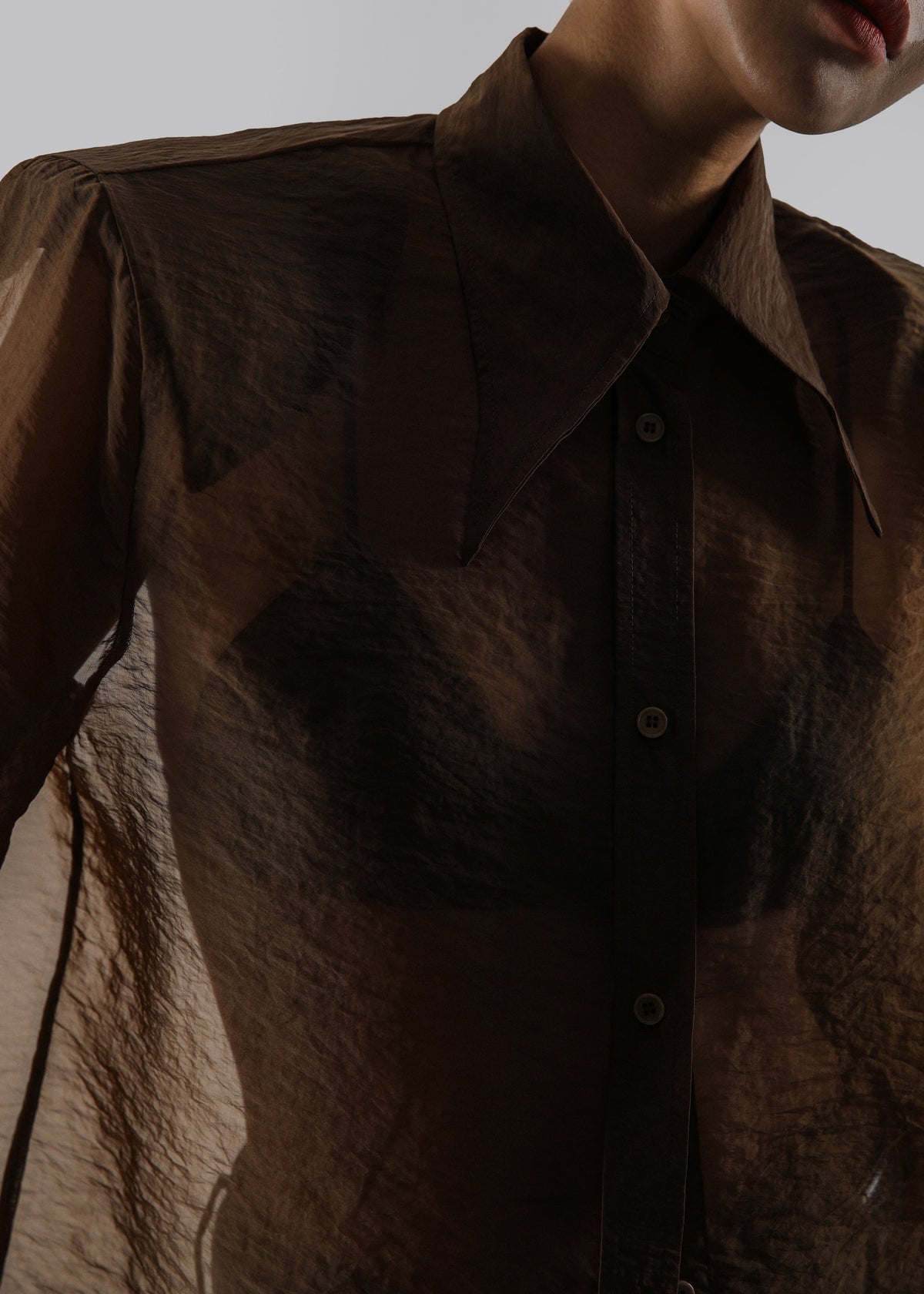 Jolene Semi Sheer Shirt - Brown – view 9 of 11