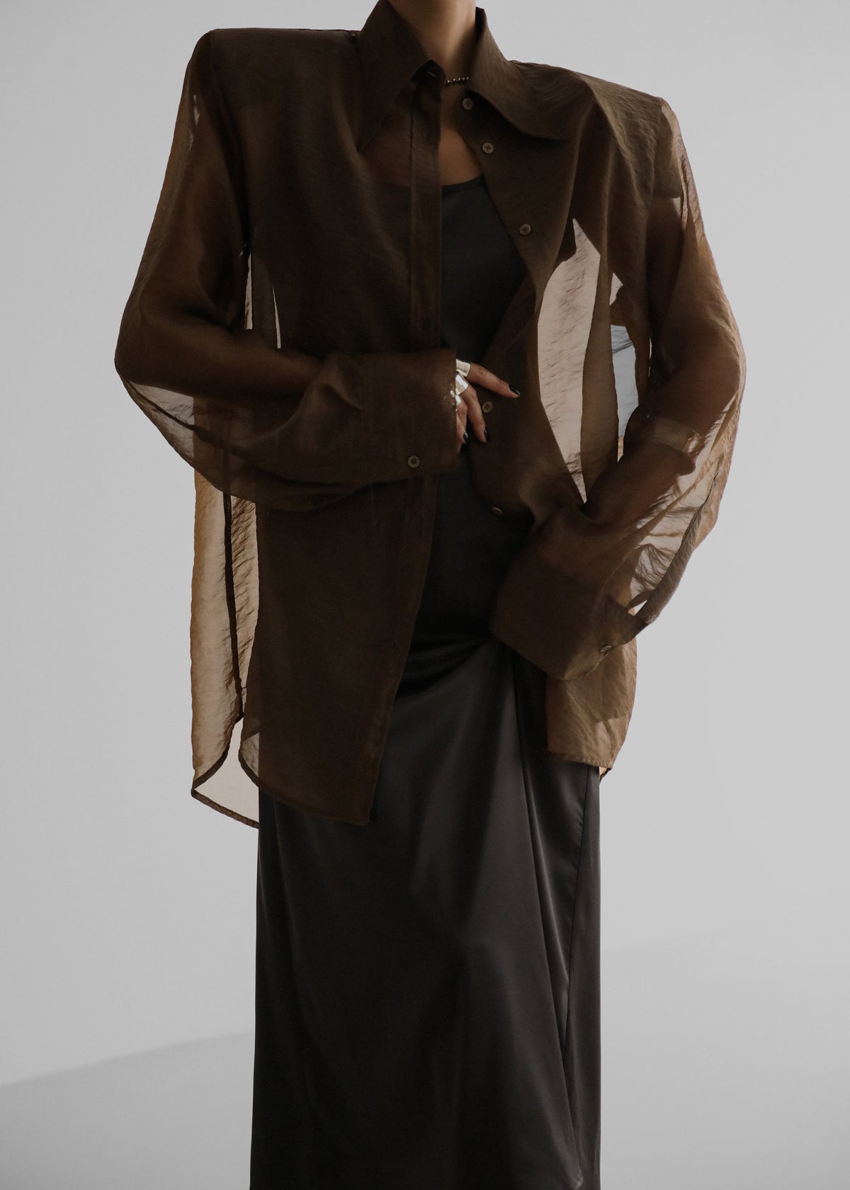 Jolene Semi Sheer Shirt - Brown – view 5 of 11