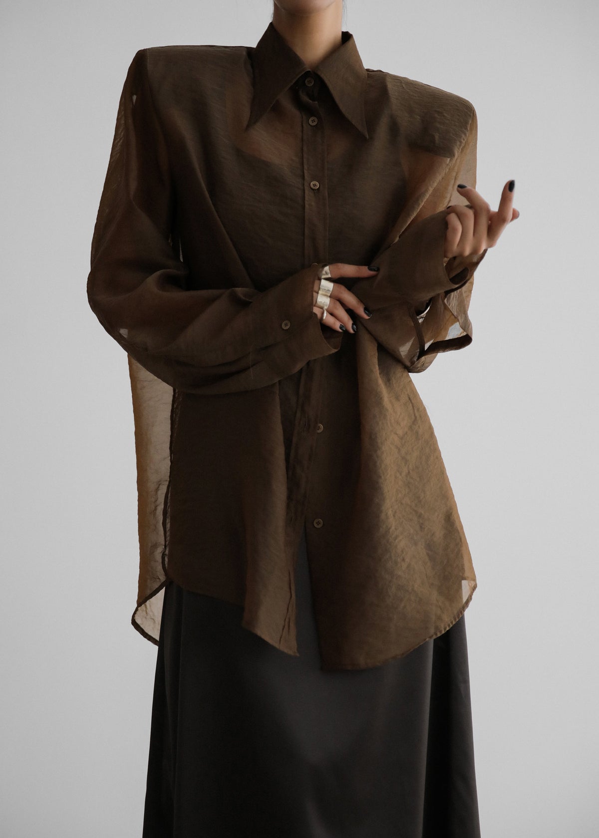 Jolene Semi Sheer Shirt - Brown – view 2 of 11