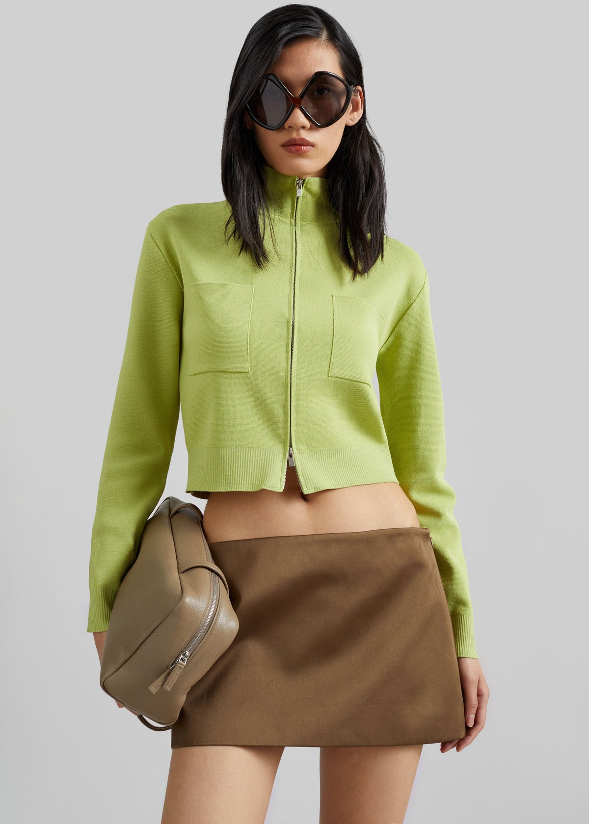 Juilly Knit Zip Cardigan - Lime – view 1 of 6