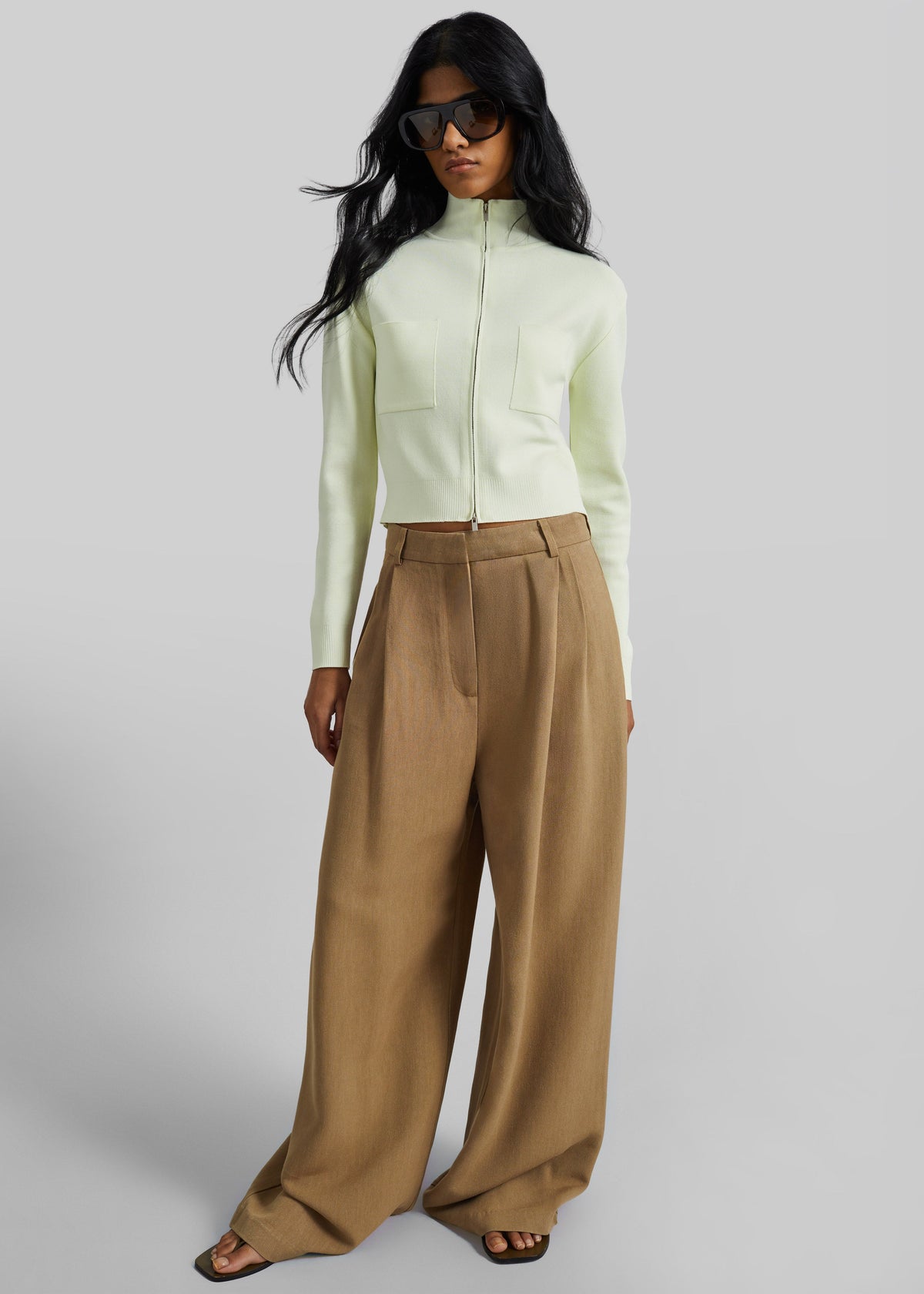 Juilly Knit Zip Cardigan - Pale Yellow – view 1 of 6