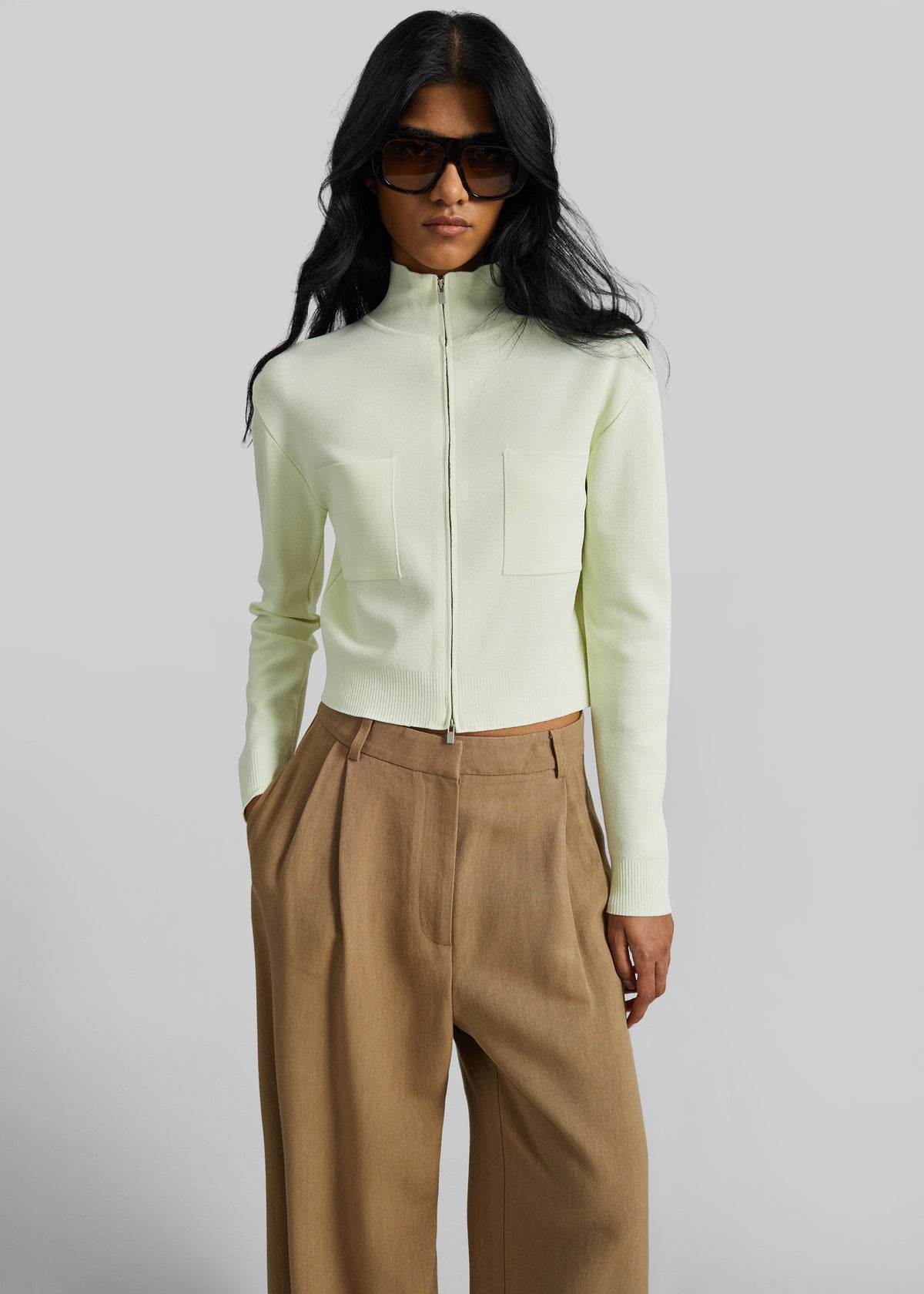 Juilly Knit Zip Cardigan - Pale Yellow – view 4 of 6