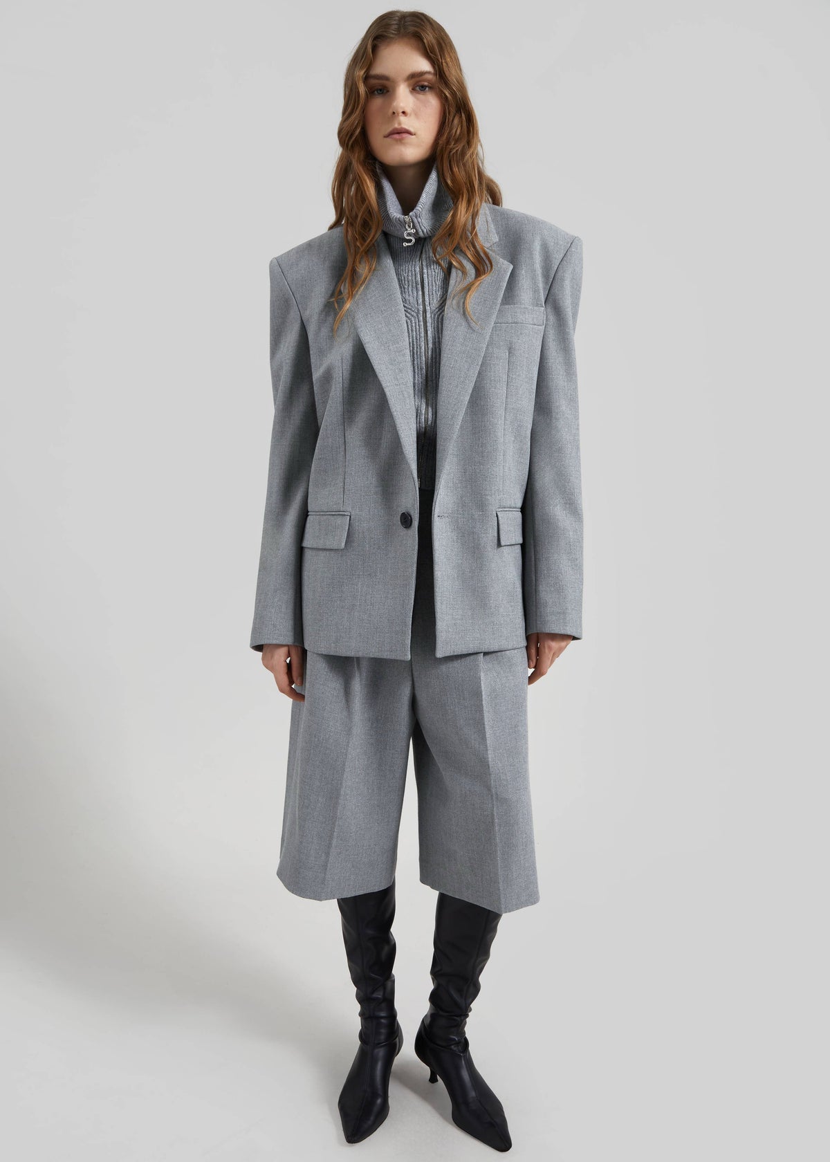Jun Textured Blazer - Grey Melange – view 5 of 10