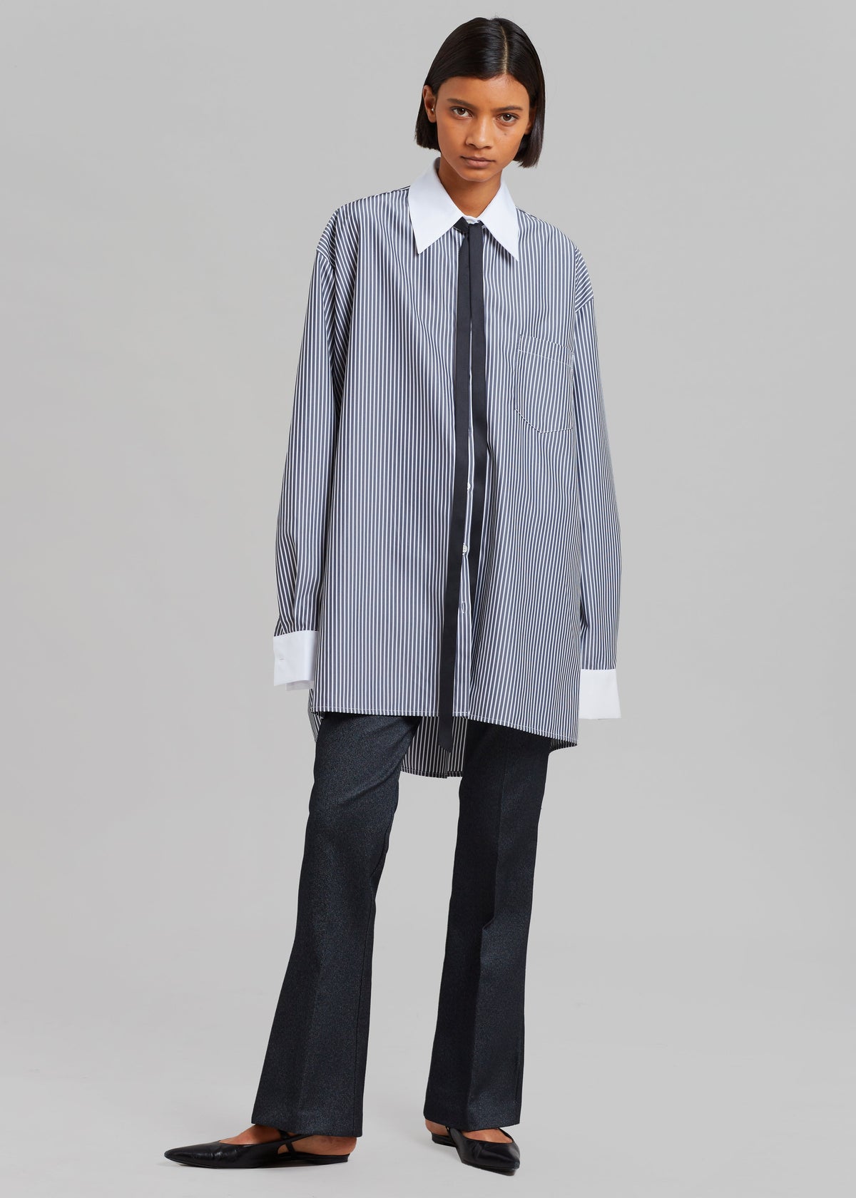 Jany Tie-Neck Shirt - Black Stripe – view 8 of 11
