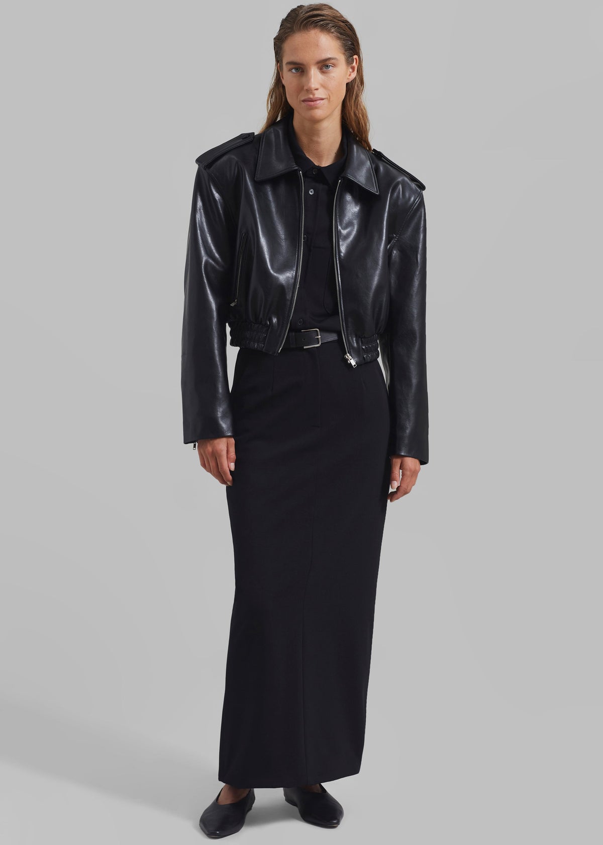 Kaia Cropped Bomber - Black – view 7 of 10