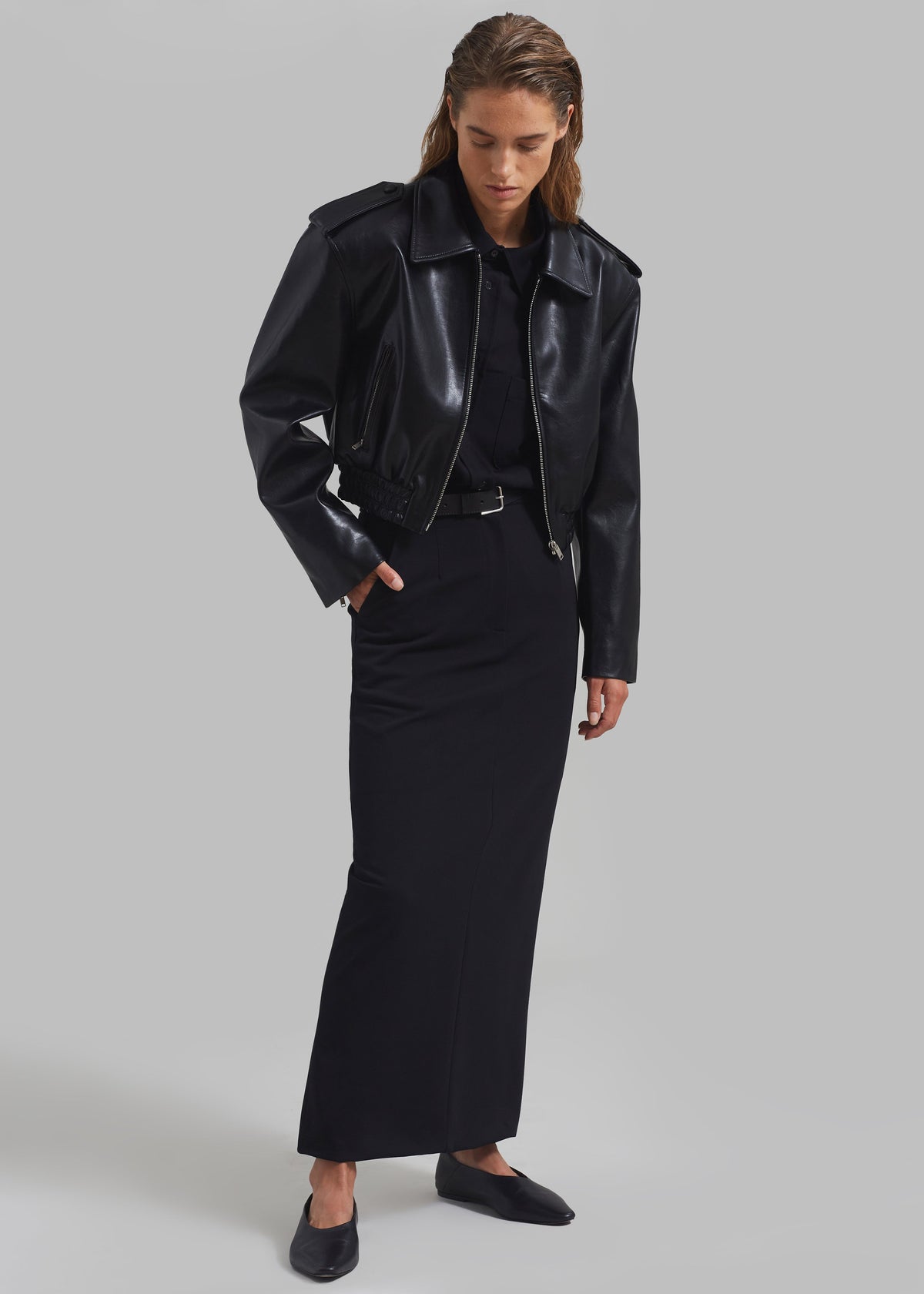 Kaia Cropped Bomber - Black – view 2 of 10