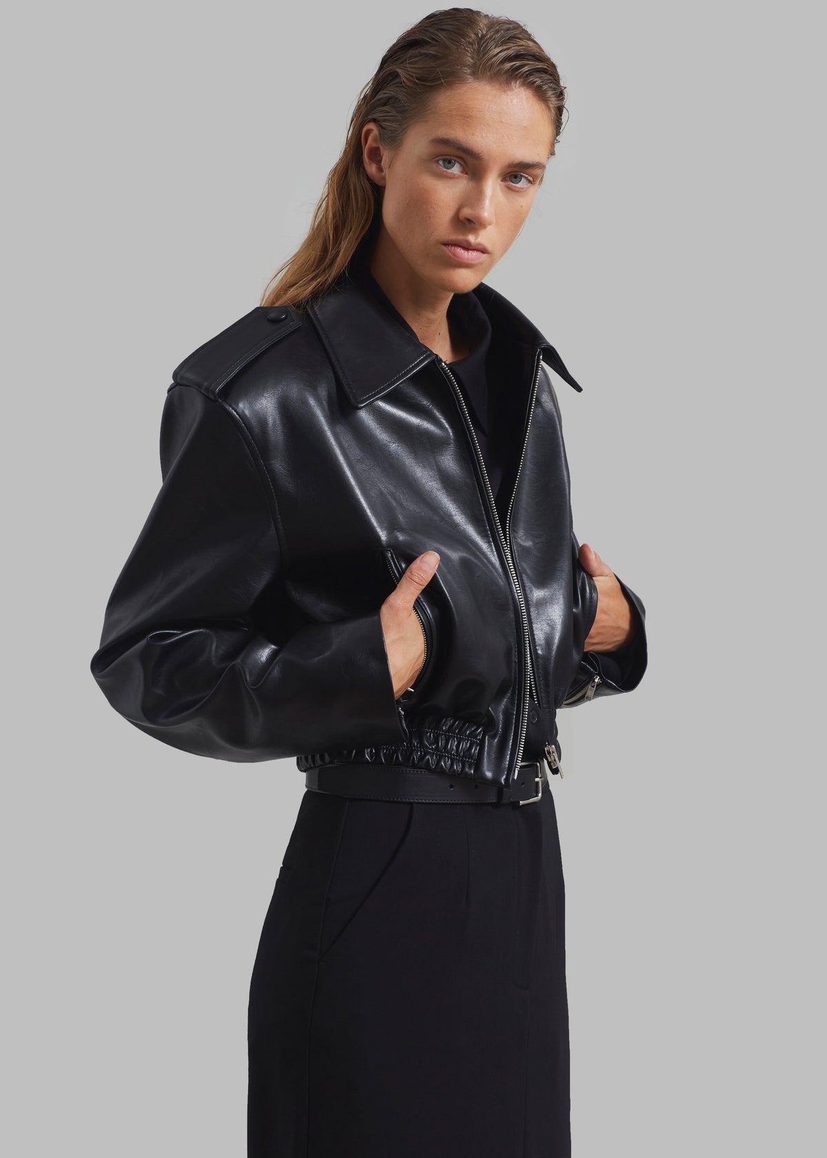 Kaia Cropped Bomber - Black – view 4 of 10