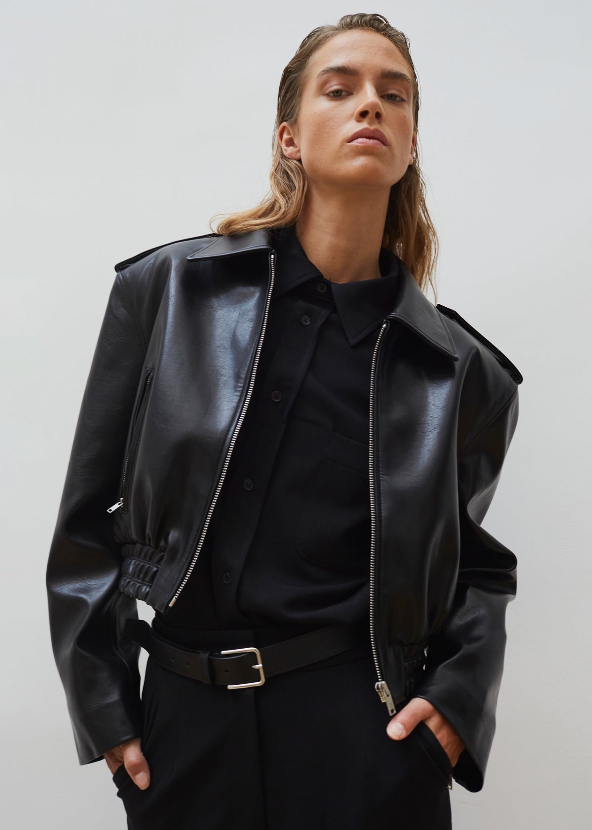 Kaia Cropped Bomber - Black – view 5 of 10