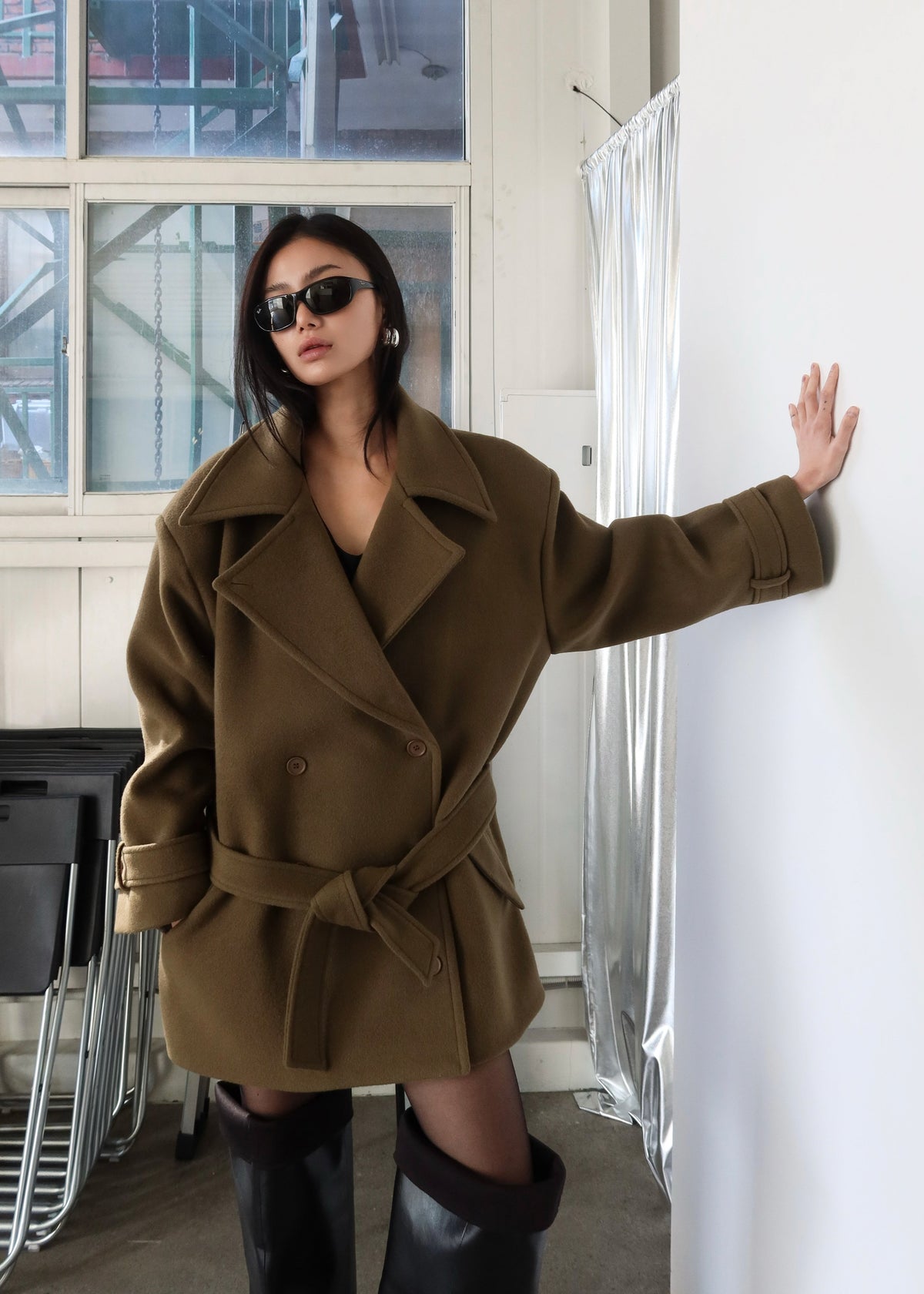 Kalmar Wool Peacoat - Pale Olive – view 2 of 7