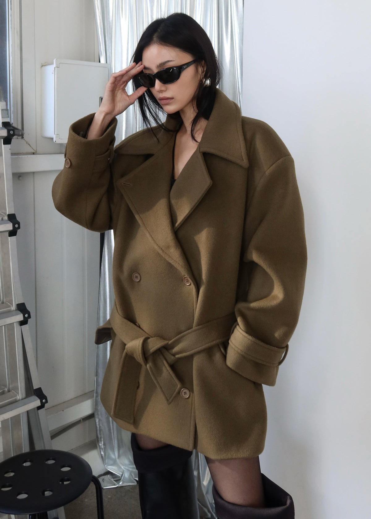 Kalmar Wool Peacoat - Pale Olive – view 6 of 7