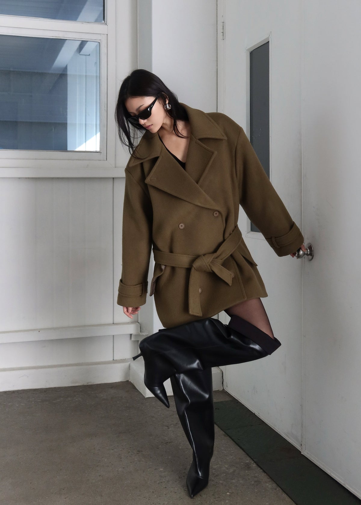 Kalmar Wool Peacoat - Pale Olive – view 1 of 7