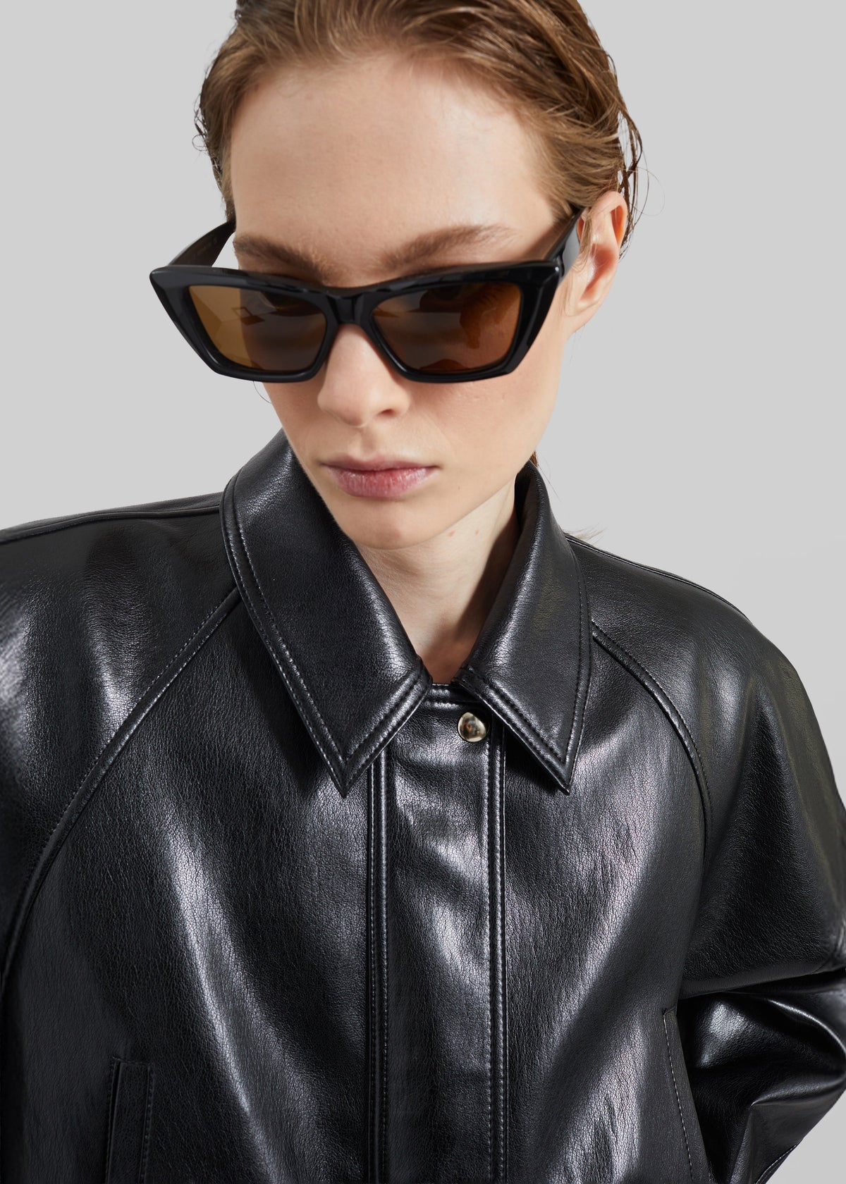 Kalsta Faux Leather Peplum Jacket - Black – view 4 of 8