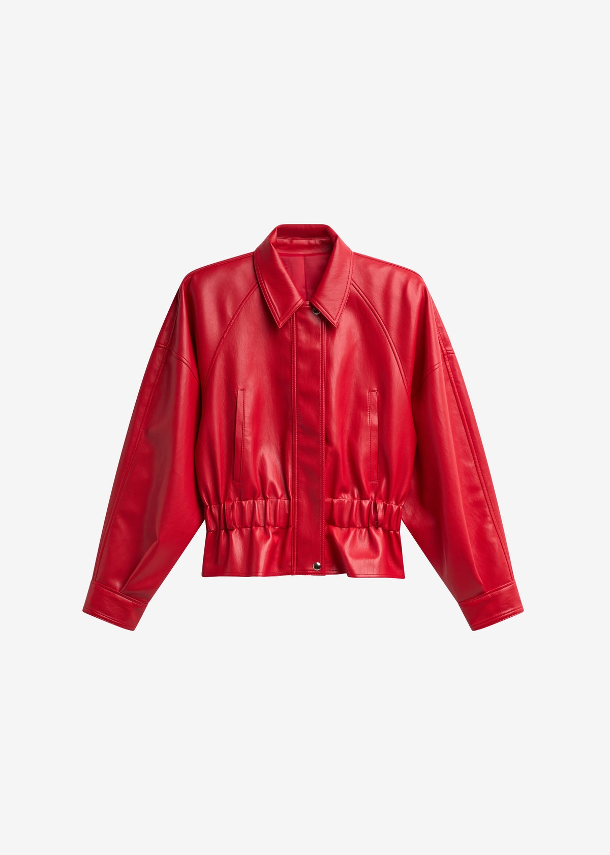 Kalsta Faux Leather Peplum Jacket - Red – view 9 of 9