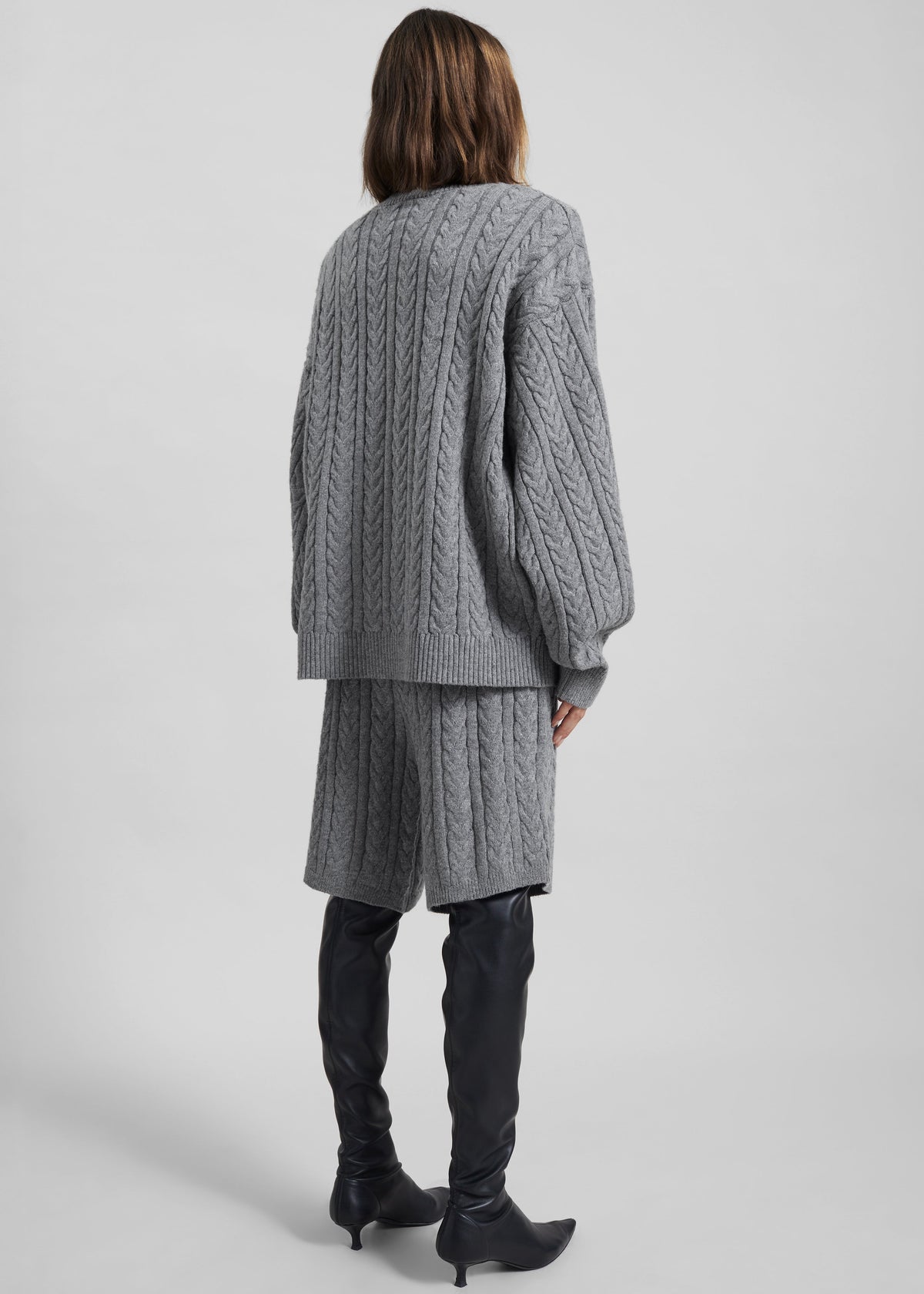Karmoy Cable Knit Padded Sweater - Grey – view 8 of 9
