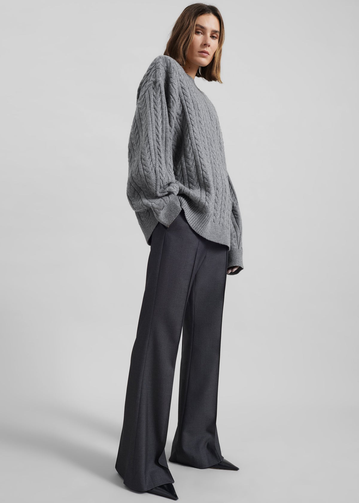 Karmoy Cable Knit Padded Sweater - Grey – view 6 of 9