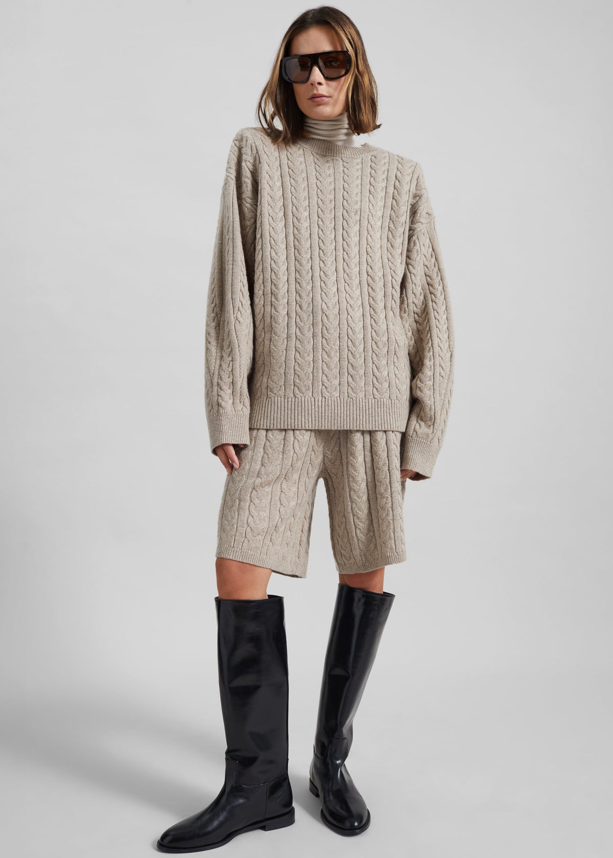 Karmoy Cable Knit Shorts - Beige – view 3 of 8