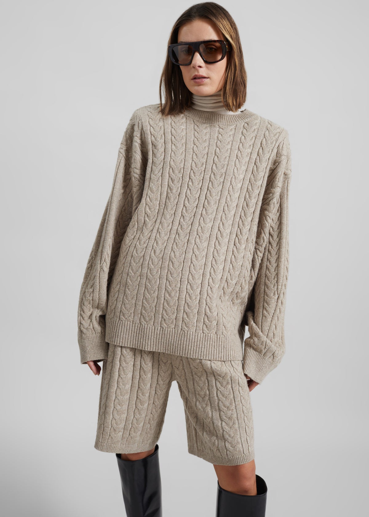 Karmoy Cable Knit Shorts - Beige – view 2 of 8